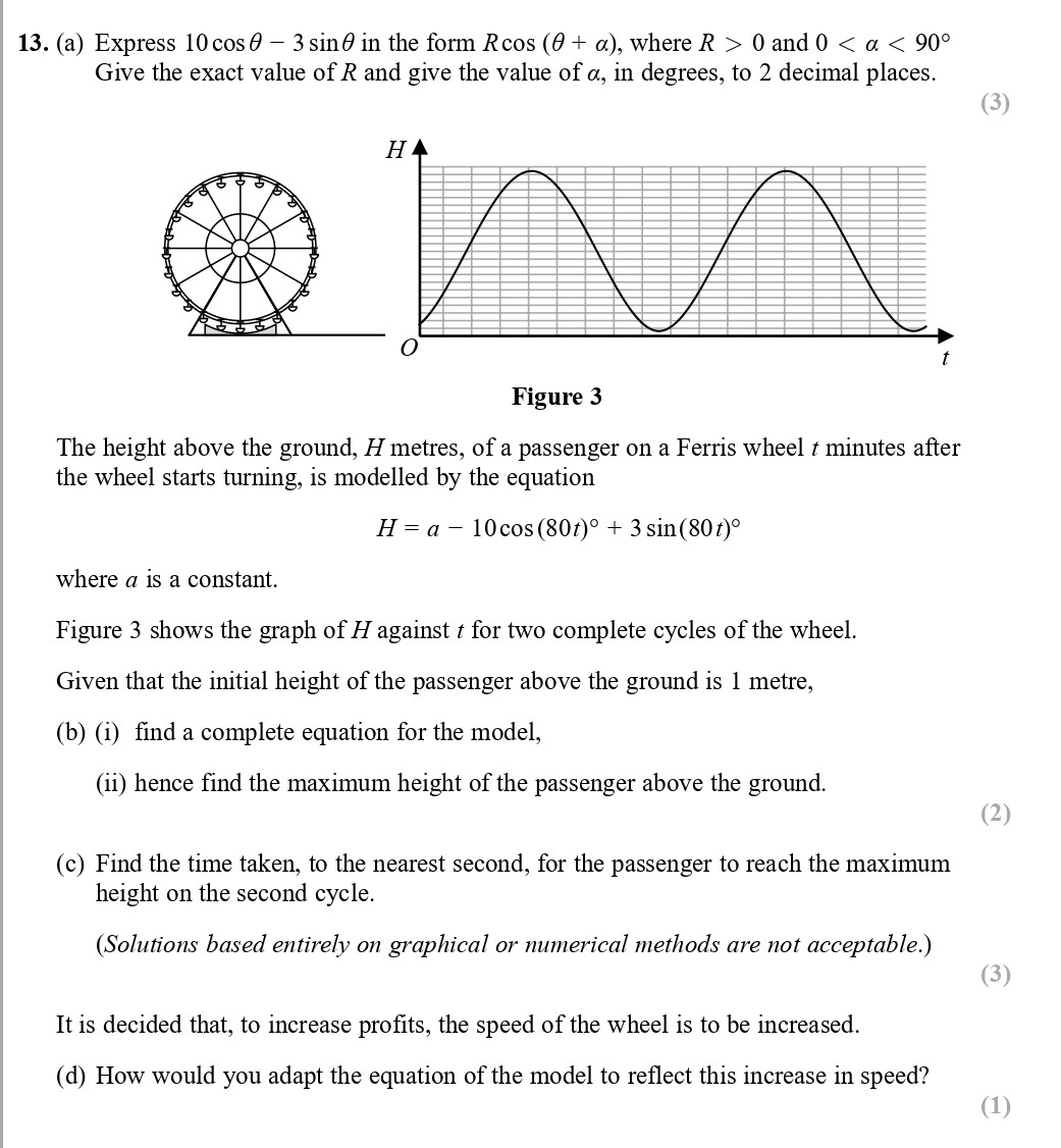 13.-(a)-Express-10cosθ-−-3sinθ-in-the-form-Rcos(θ-+-α),-where-R->-0-and-0-<-α-<-90°-Edexcel-A-Level Maths Pure-Question 14-2017-Paper 2.png