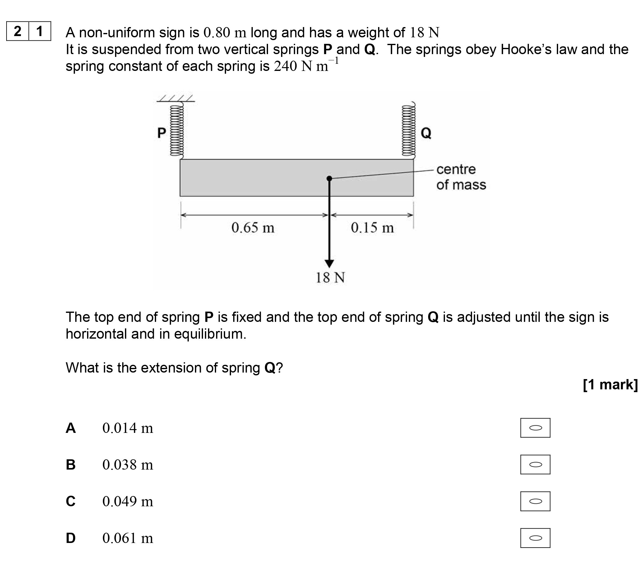 A-non-uniform-sign-is-0.80-m-long-and-has-a-weight-of-18-N-AQA-A-Level Physics-Question 21-2018-Paper 1.png