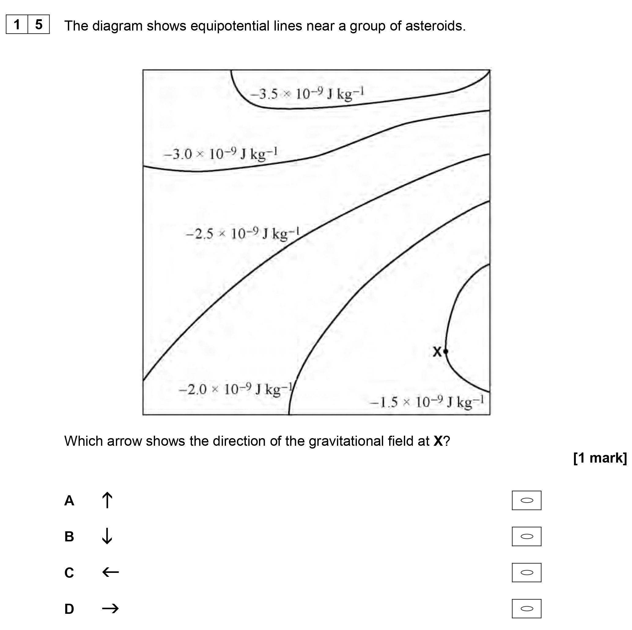 The-diagram-shows-equipotential-lines-near-a-group-of-asteroids-AQA-A-Level Physics-Question 15-2018-Paper 2.png
