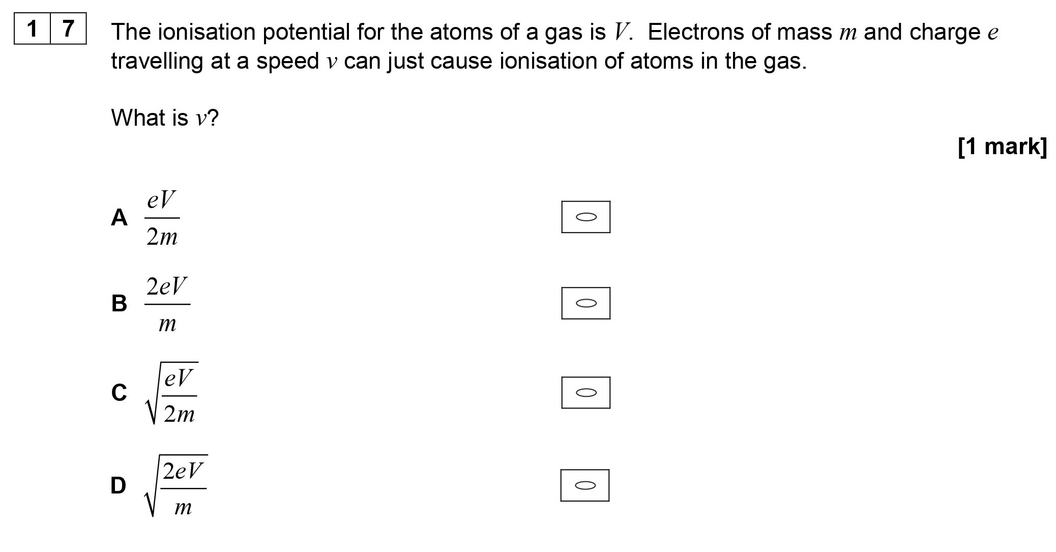 The-ionisation-potential-for-the-atoms-of-a-gas-is-$I$-AQA-A-Level Physics-Question 17-2019-Paper 2.png