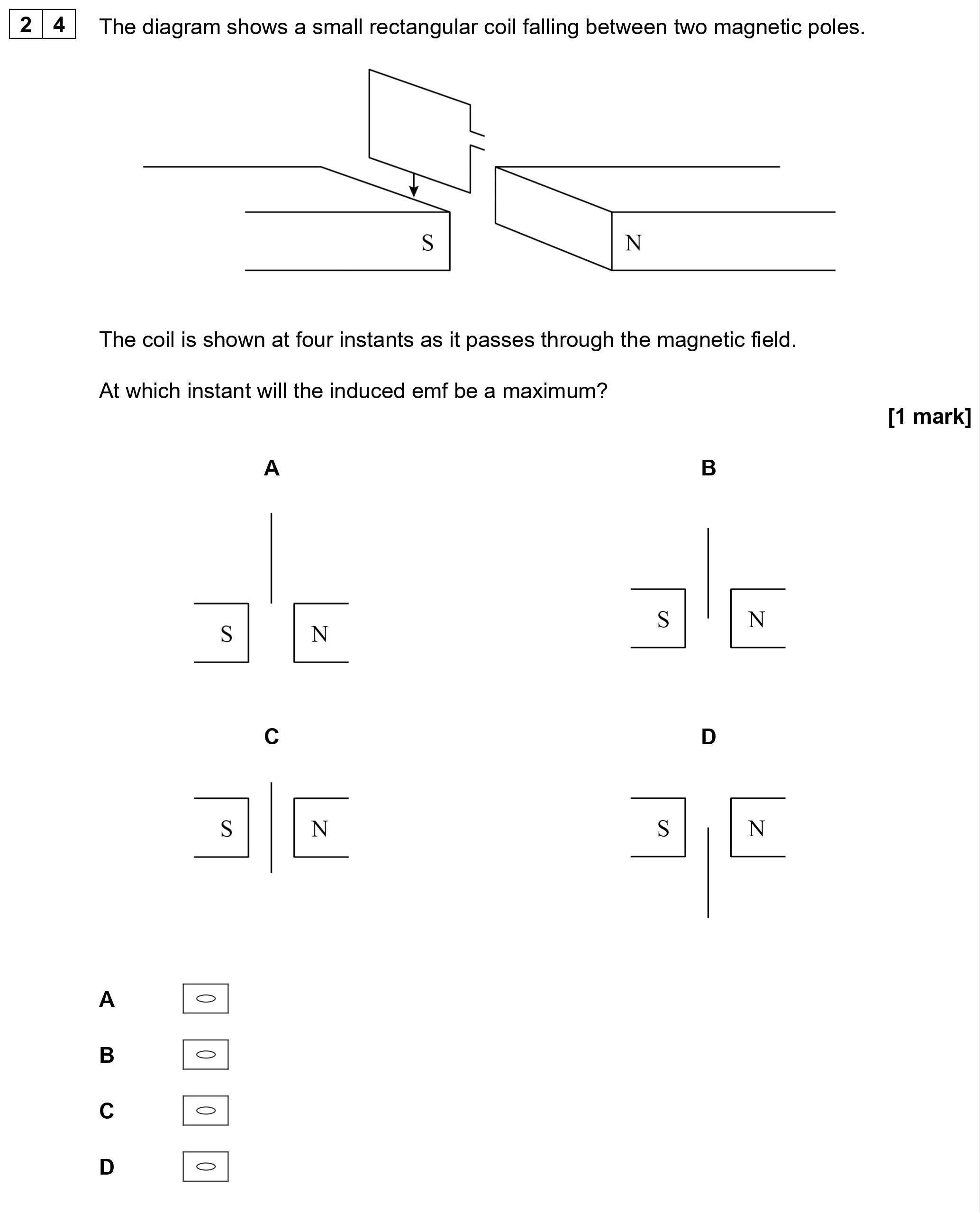 The-diagram-shows-a-small-rectangular-coil-falling-between-two-magnetic-poles-AQA-A-Level Physics-Question 24-2020-Paper 2.png