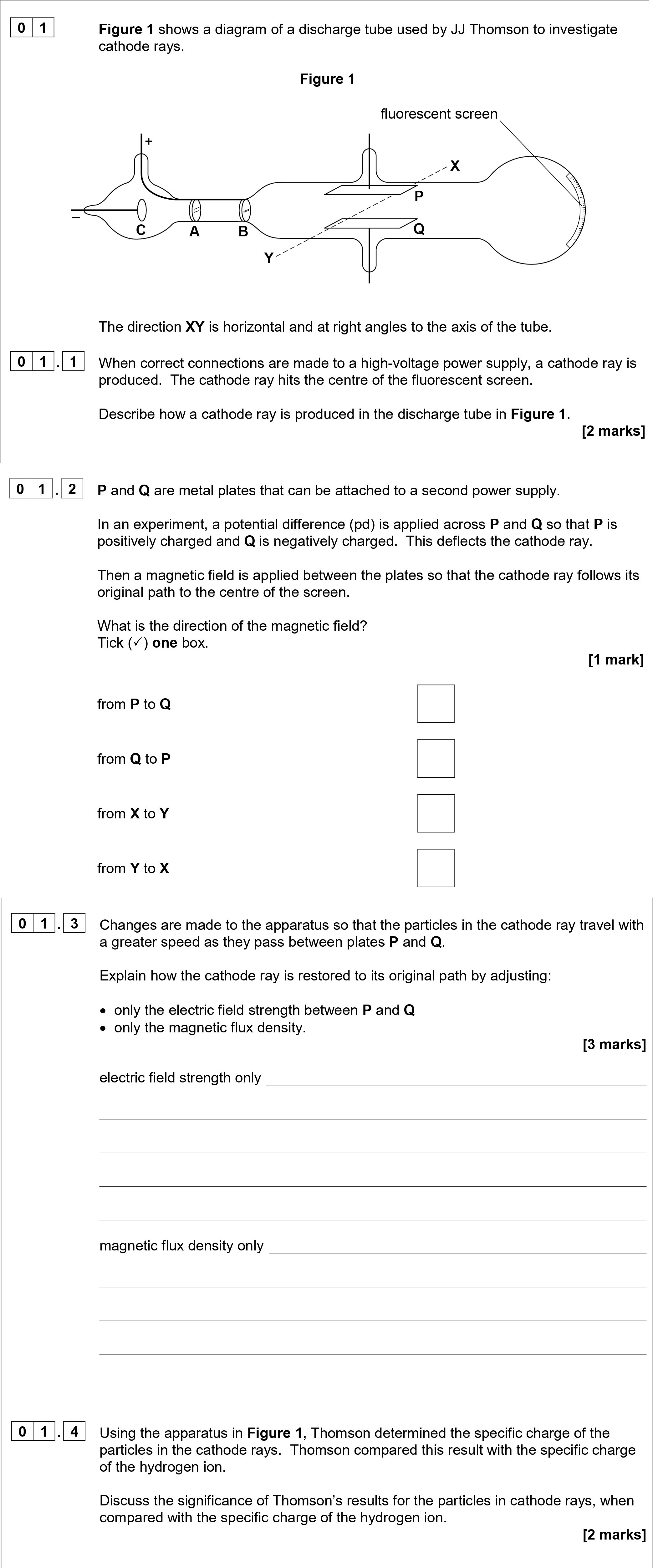 Figure-1-shows-a-diagram-of-a-discharge-tube-used-by-JJ-Thomson-to-investigate-cathode-rays-AQA-A-Level Physics-Question 1-2020-Paper 7.png