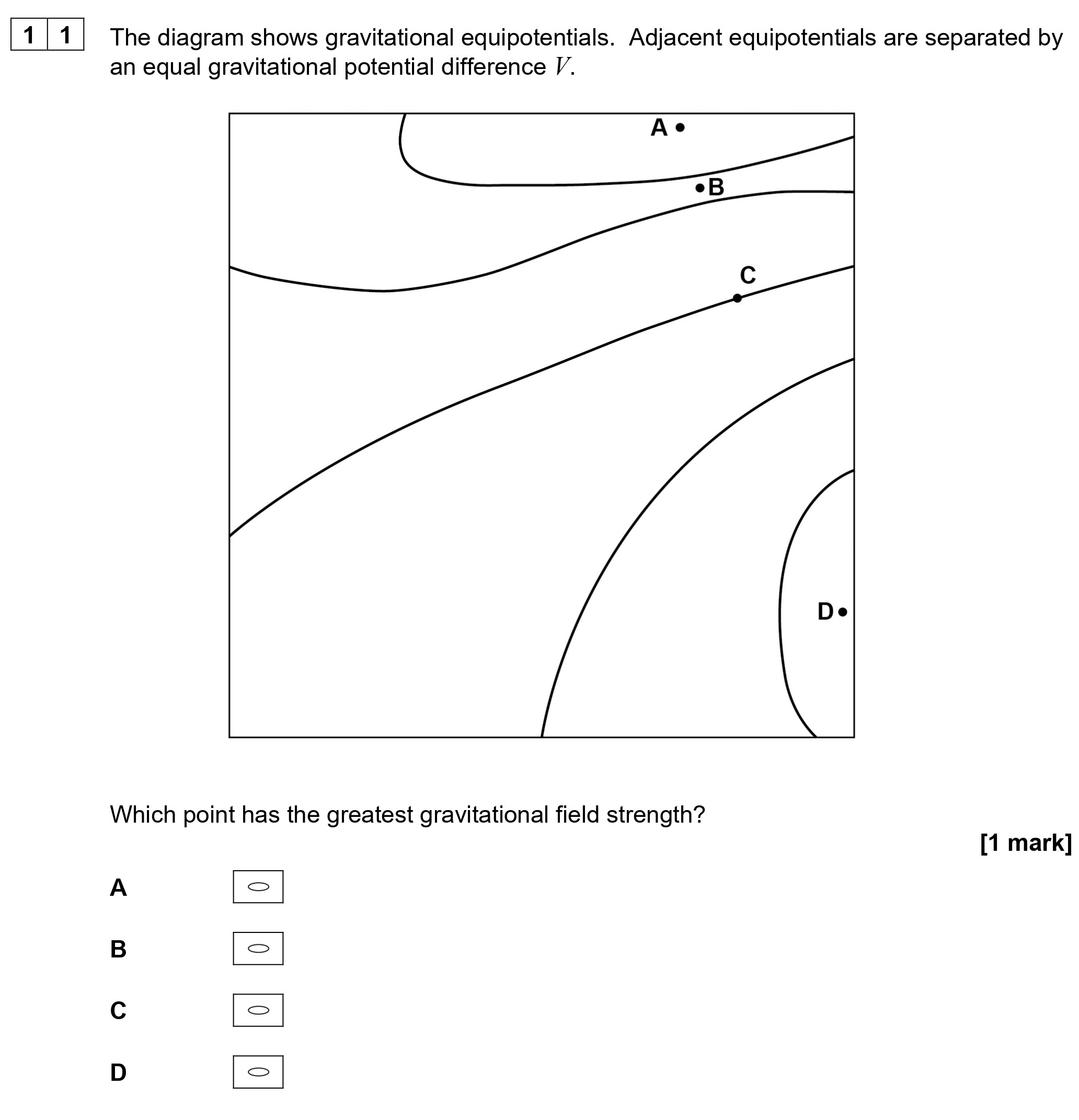 The-diagram-shows-gravitational-equipotentials-AQA-A-Level Physics-Question 11-2021-Paper 2.png