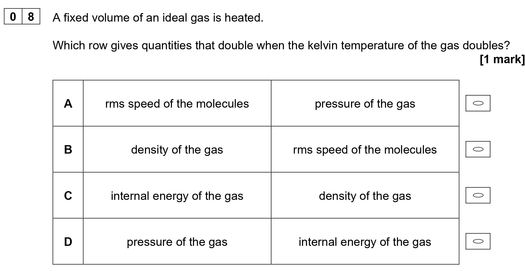 A-fixed-volume-of-an-ideal-gas-is-heated-AQA-A-Level Physics-Question 8-2022-Paper 2.png