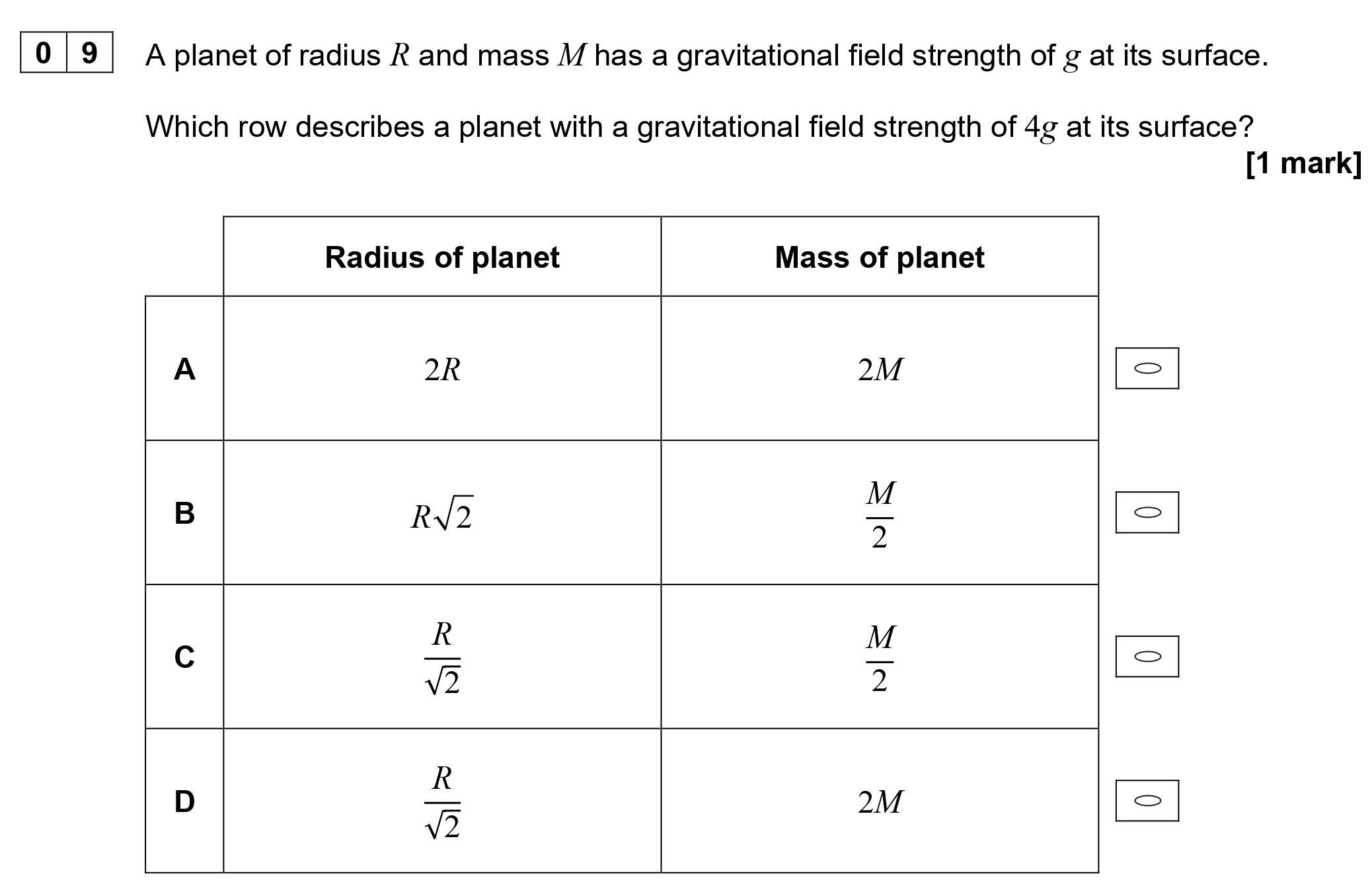 A-planet-of-radius-$R$-and-mass-$M$-has-a-gravitational-field-strength-of-$g$-at-its-surface-AQA-A-Level Physics-Question 9-2022-Paper 2.png