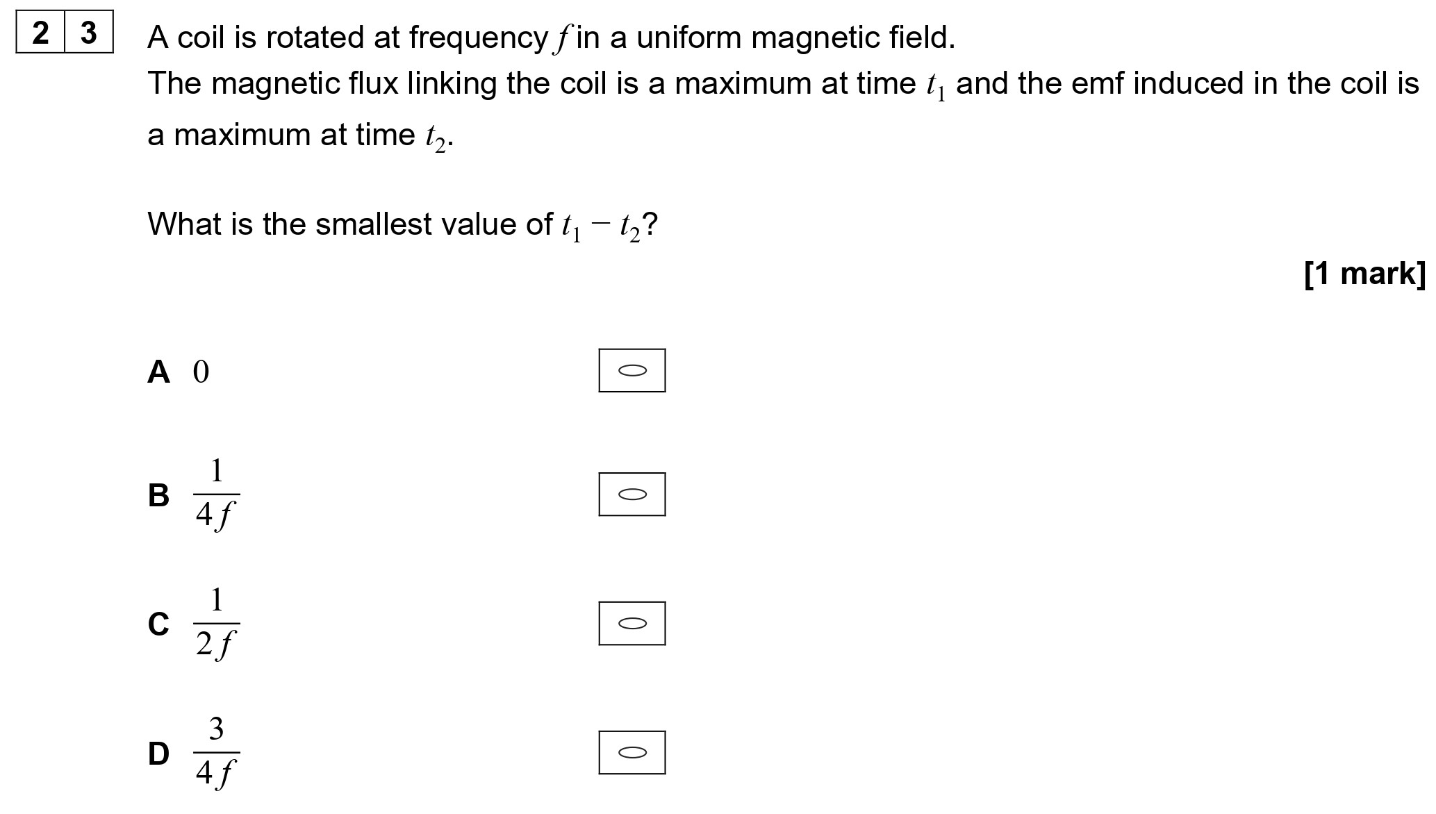 A-coil-is-rotated-at-frequency-$f$-in-a-uniform-magnetic-field-AQA-A-Level Physics-Question 23-2022-Paper 2.png