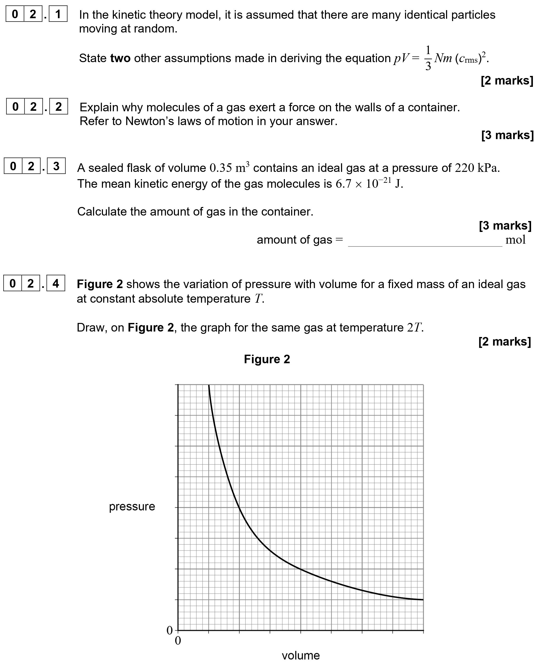 In-the-kinetic-theory-model,-it-is-assumed-that-there-are-many-identical-particles-moving-at-random-AQA-A-Level Physics-Question 2-2022-Paper 2.png