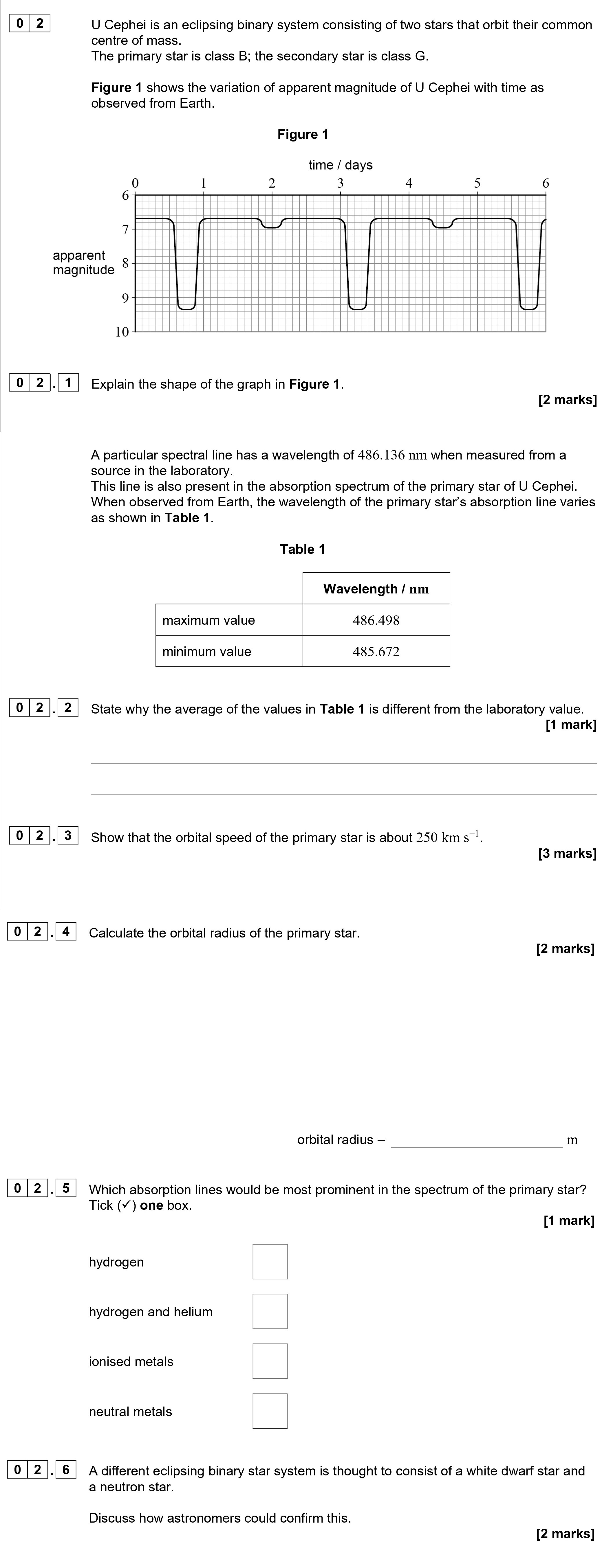 U-Cephei-is-an-eclipsing-binary-system-consisting-of-two-stars-that-orbit-their-common-centre-of-mass-AQA-A-Level Physics-Question 2-2022-Paper 4.png
