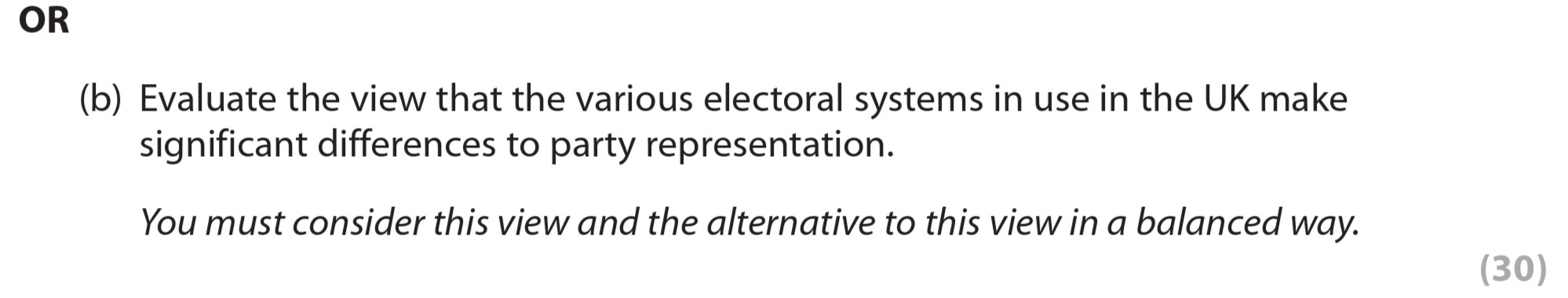 Evaluate-the-view-that-the-various-electoral-systems-in-use-in-the-UK-make-significant-differences-to-party-representation-Edexcel-A-Level Politics-Question 2-2020-Paper 1.png