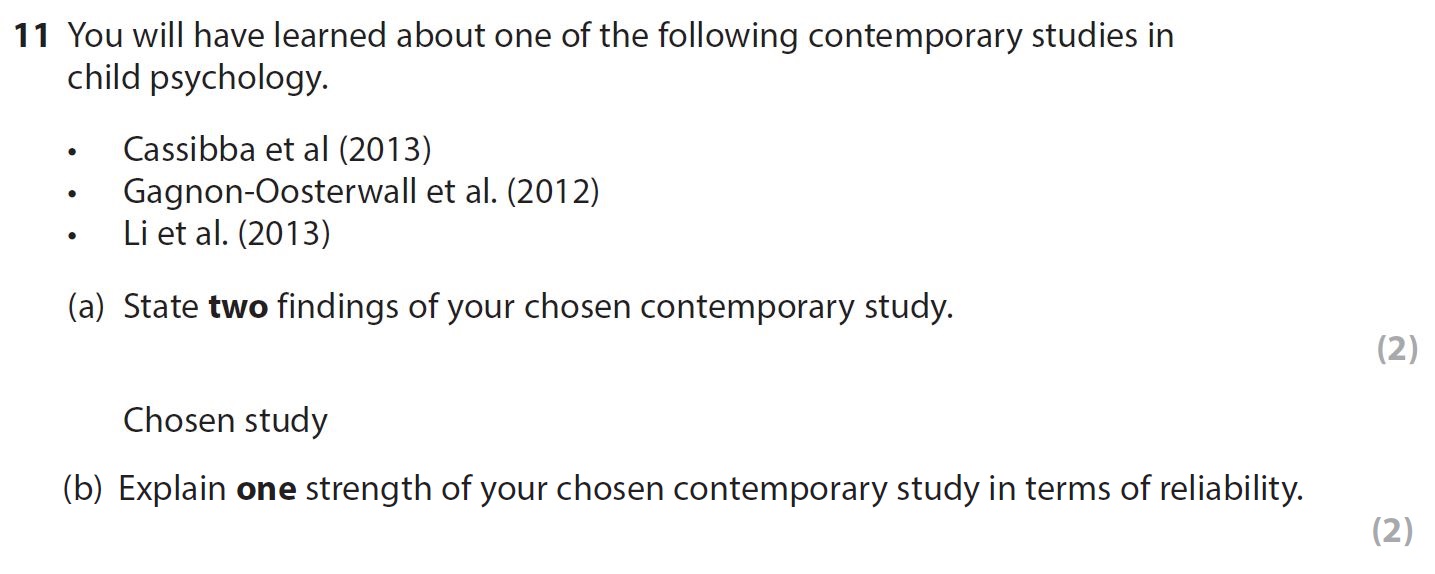 You-will-have-learned-about-one-of-the-following-contemporary-studies-in-child-psychology-AQA-A-Level Psychology-Question 11-2021-Paper 2.png