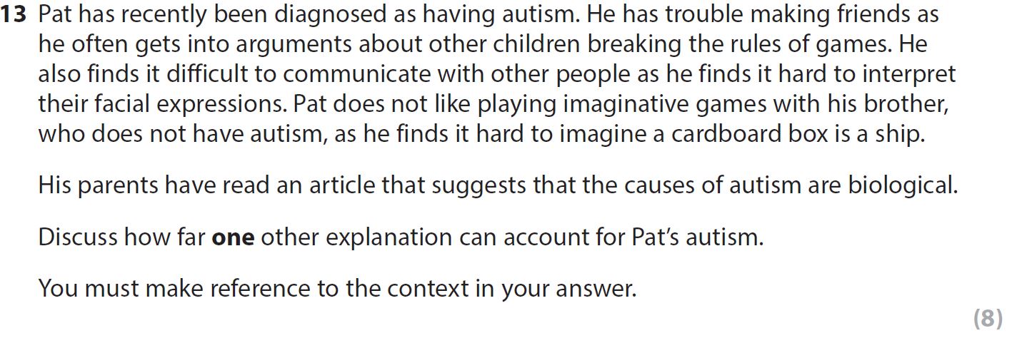 Pat-has-recently-been-diagnosed-as-having-autism-AQA-A-Level Psychology-Question 13-2020-Paper 2.png