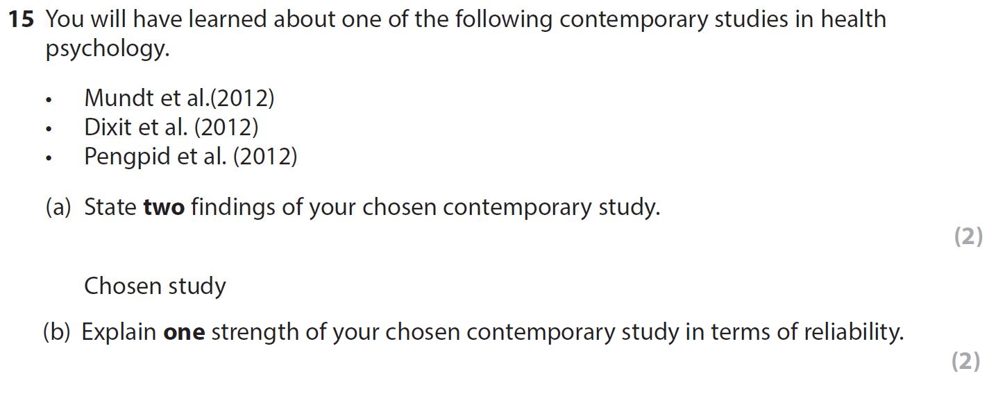 You-will-have-learned-about-one-of-the-following-contemporary-studies-in-health-psychology-AQA-A-Level Psychology-Question 15-2021-Paper 2.png
