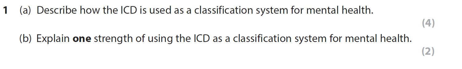 1-(a)-Describe-how-the-ICD-is-used-as-a-classification-system-for-mental-health-AQA-A-Level Psychology-Question 1-2021-Paper 2.png