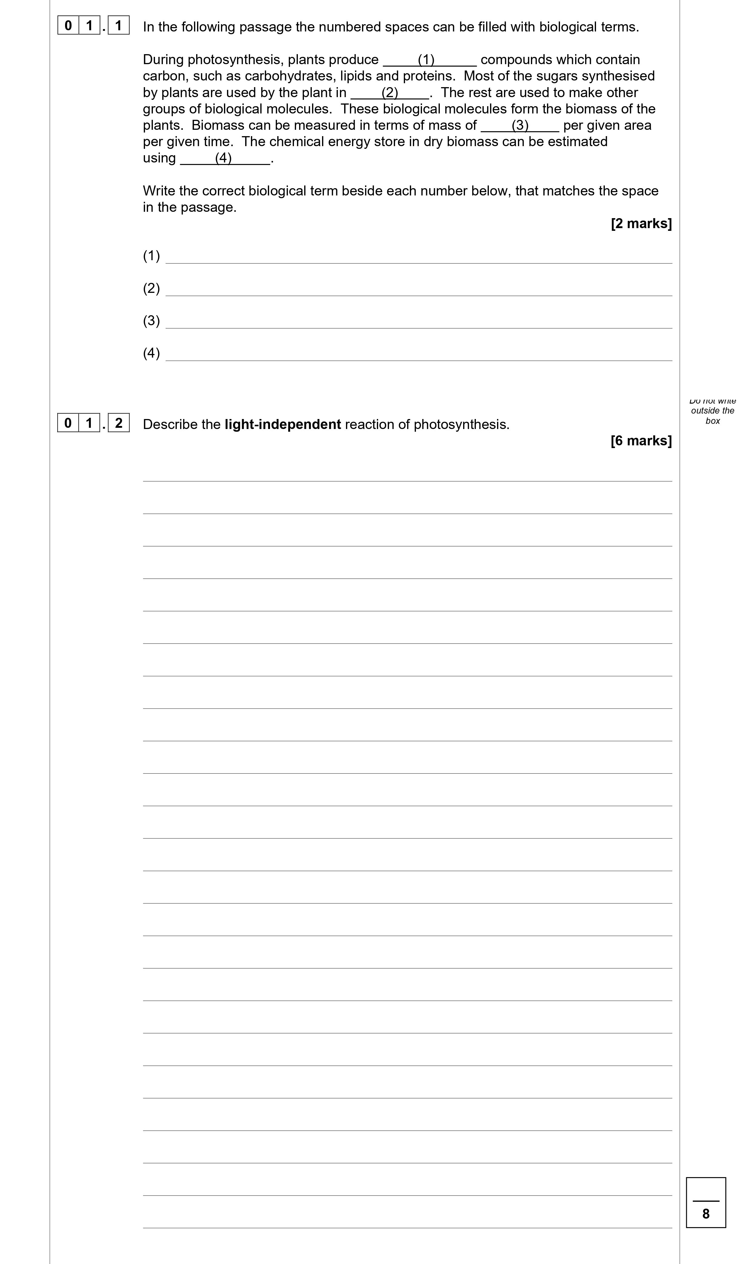 In-the-following-passage-the-numbered-spaces-can-be-filled-with-biological-terms-AQA-A-Level Biology-Question 1-2022-Paper 2.png