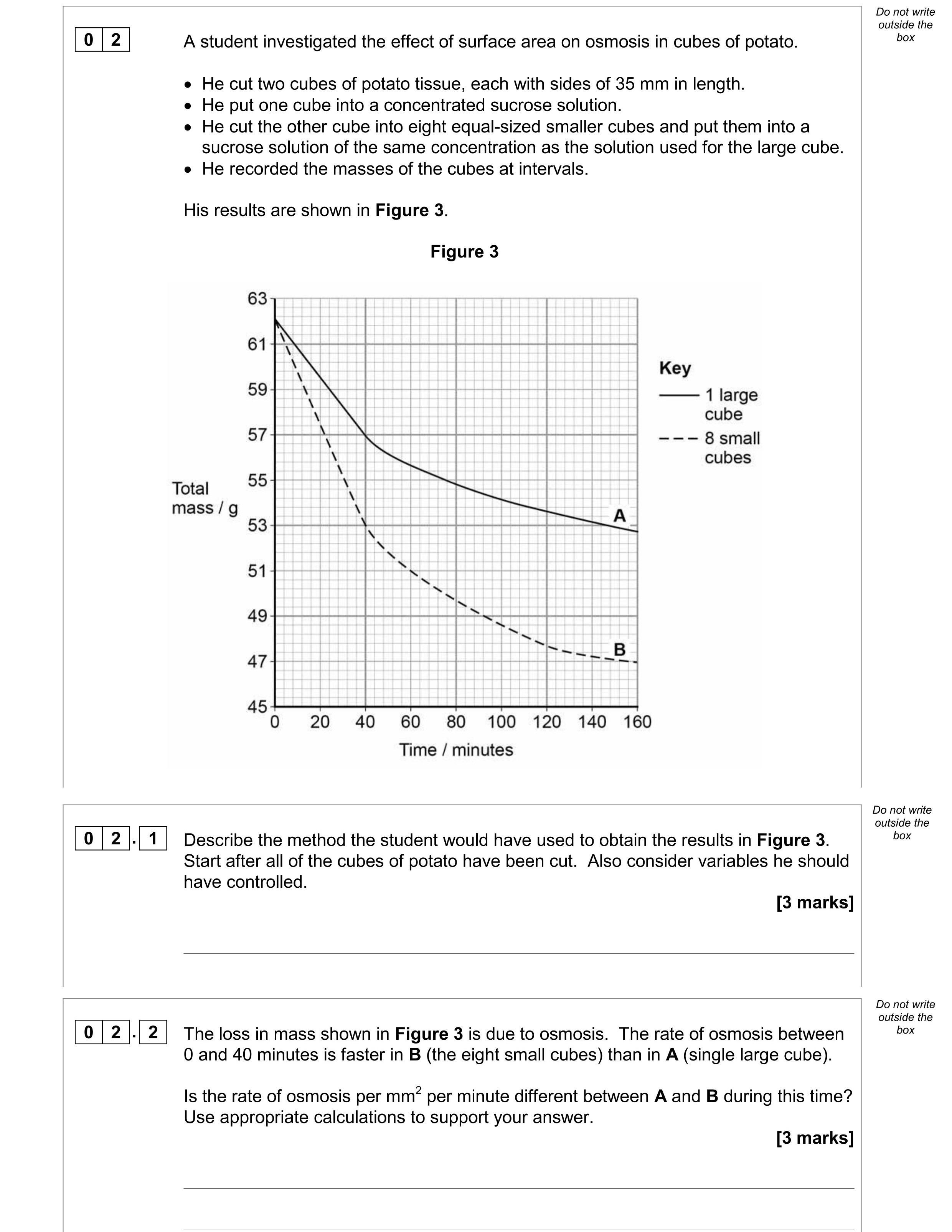 A-student-investigated-the-effect-of-surface-area-on-osmosis-in-cubes-of-potato-AQA-A-Level Biology-Question 2-2018-Paper 1.png