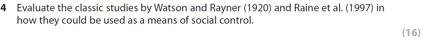 Evaluate-the-classic-studies-by-Watson-and-Rayner-(1920)-and-Raine-et-al-AQA-A-Level Psychology-Question 4-2018-Paper 3.png