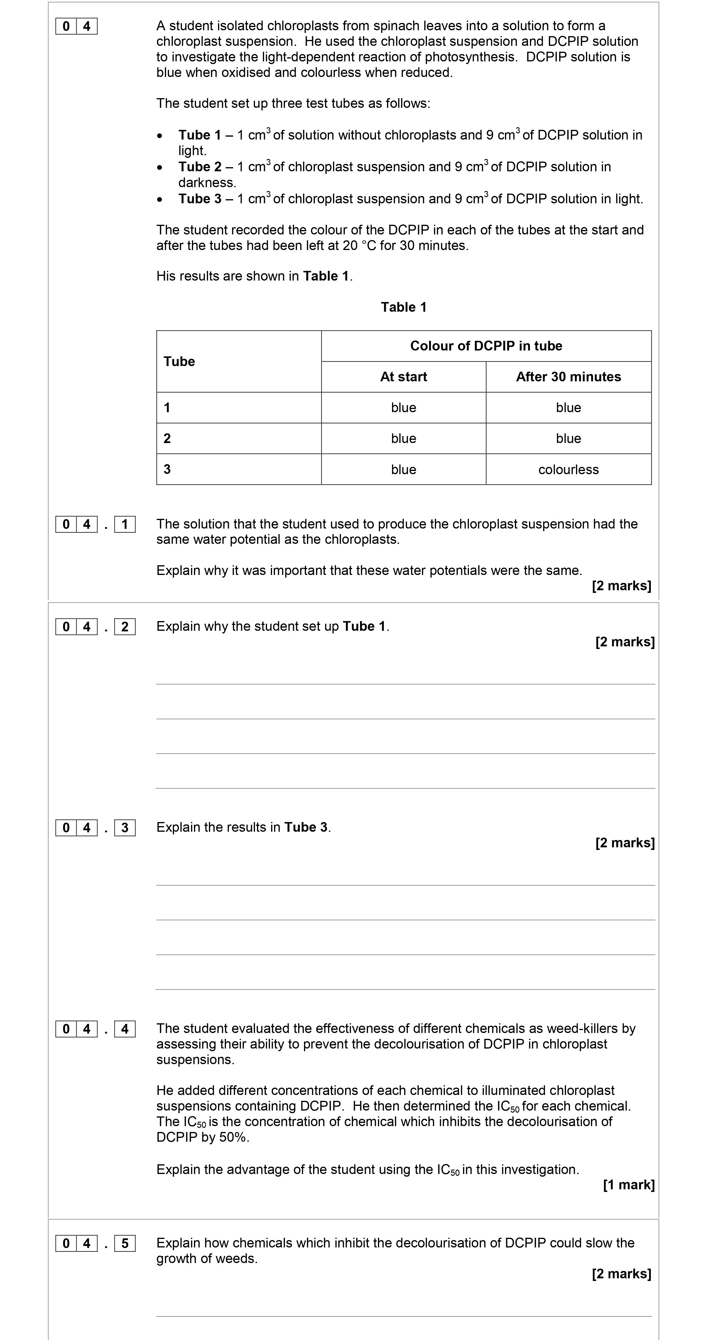 A-student-isolated-chloroplasts-from-spinach-leaves-into-a-solution-to-form-a-chloroplast-suspension-AQA-A-Level Biology-Question 4-2017-Paper 2.png