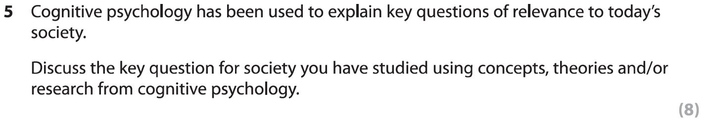 Cognitive-psychology-has-been-used-to-explain-key-questions-of-relevance-to-today’s-society-AQA-A-Level Psychology-Question 5-2019-Paper 1.png