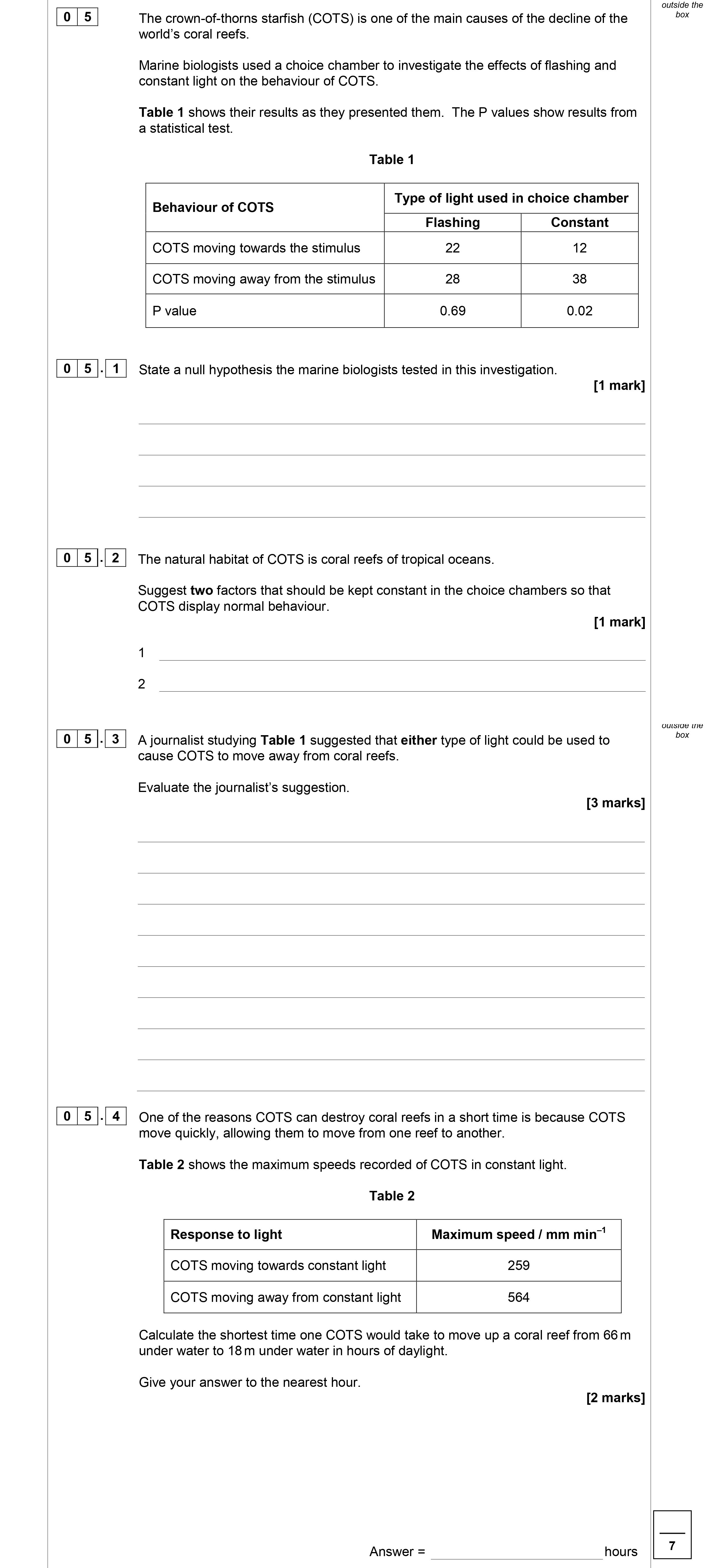 The-crown-of-thorns-starfish-(COTS)-is-one-of-the-main-causes-of-the-decline-of-the-world's-coral-reefs-AQA-A-Level Biology-Question 5-2019-Paper 3.png