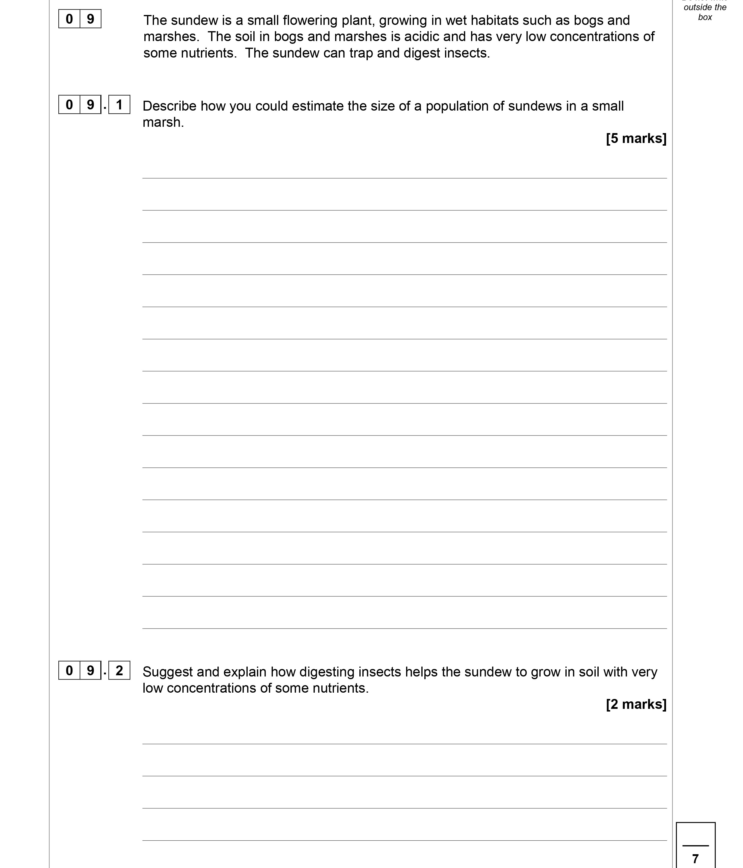 Describe-how-you-could-estimate-the-size-of-a-population-of-sundews-in-a-small-marsh.-----------AQA-A-Level Biology-Question 9-2019-Paper 2.png