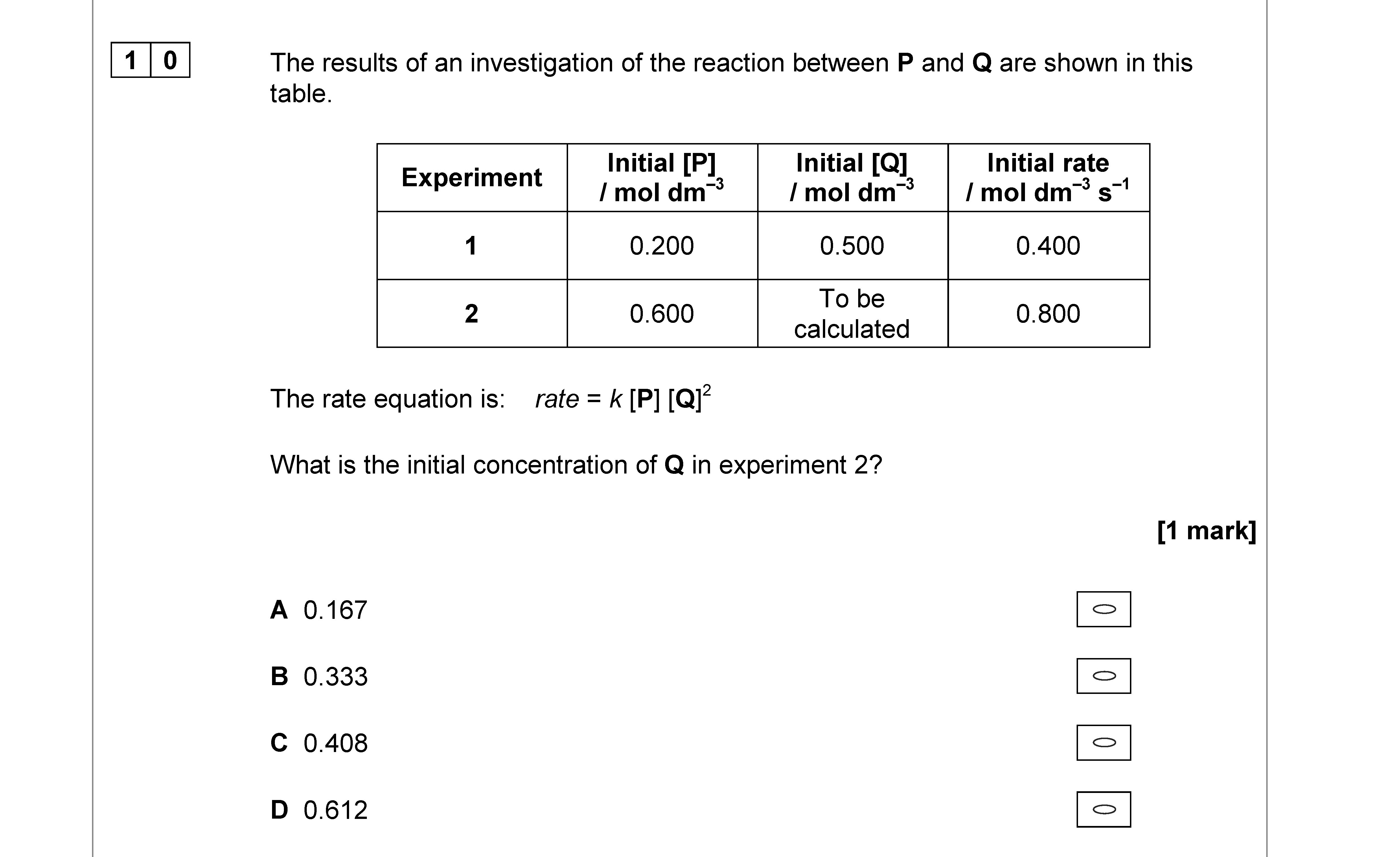 The-results-of-an-investigation-of-the-reaction-between-P-and-Q-are-shown-in-this-table-AQA-A-Level Chemistry-Question 10-2019-Paper 3.png