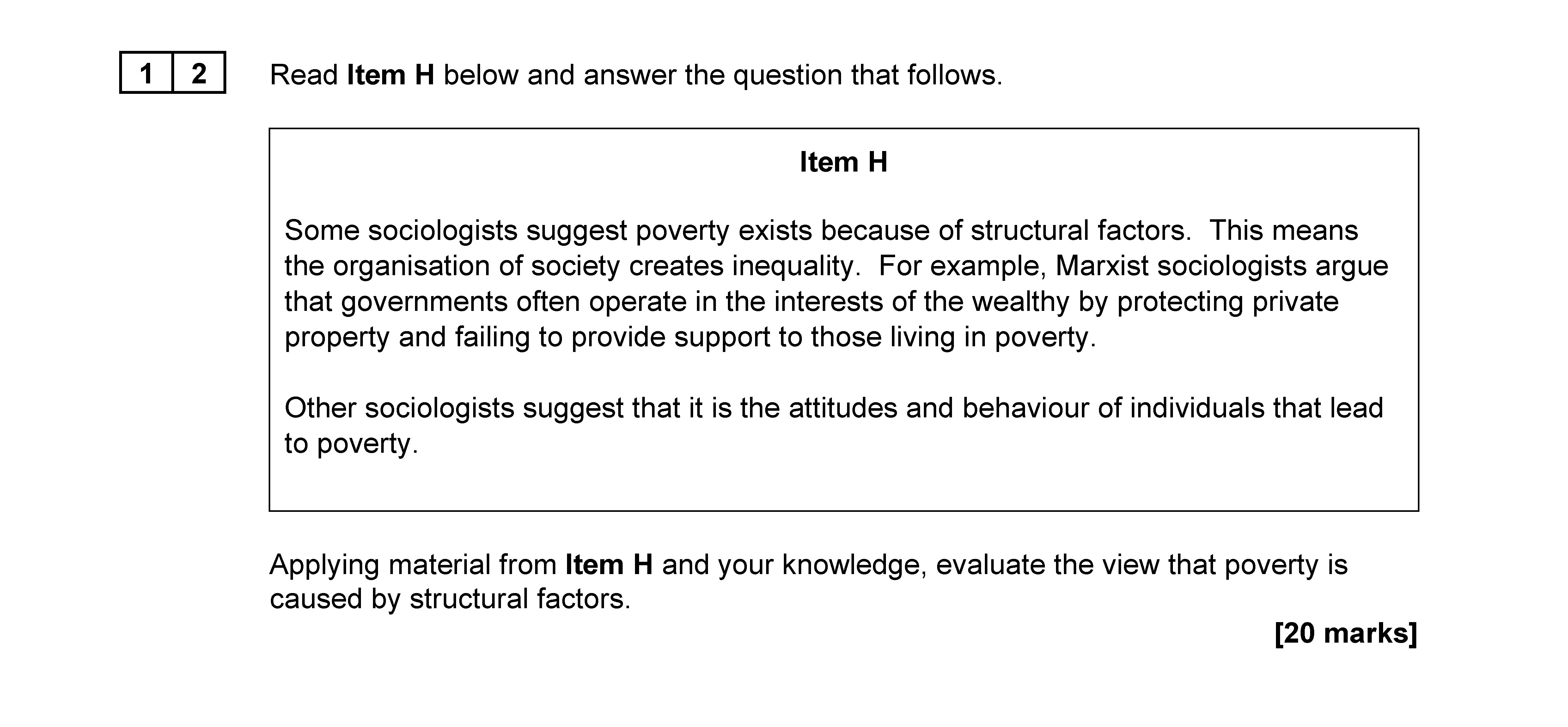 Read-Item-H-below-and-answer-the-question-that-follows-AQA-A-Level Sociology-Question 12-2022-Paper 2.png