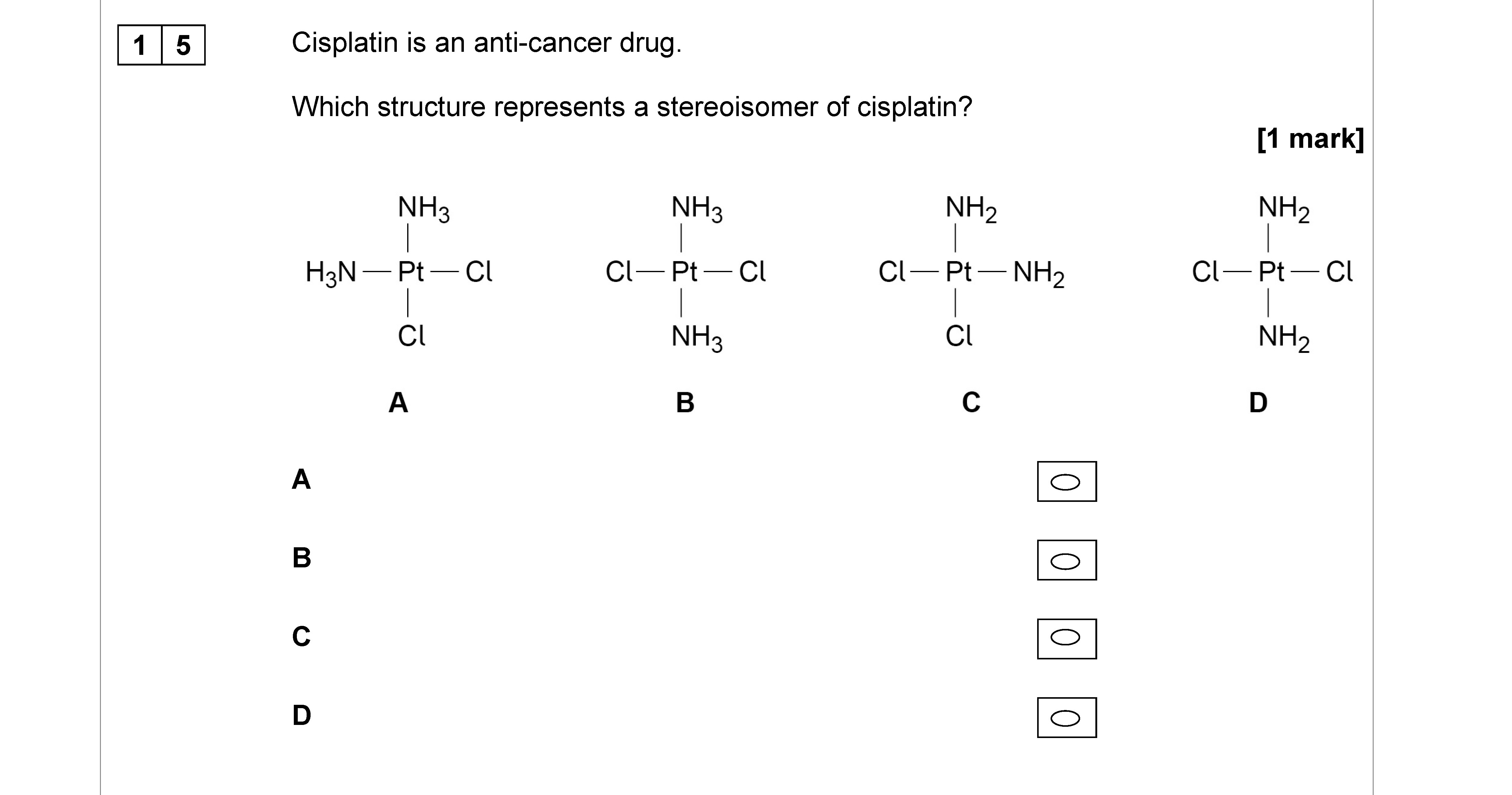 Cisplatin-is-an-anti-cancer-drug-AQA-A-Level Chemistry-Question 15-2017-Paper 3.png