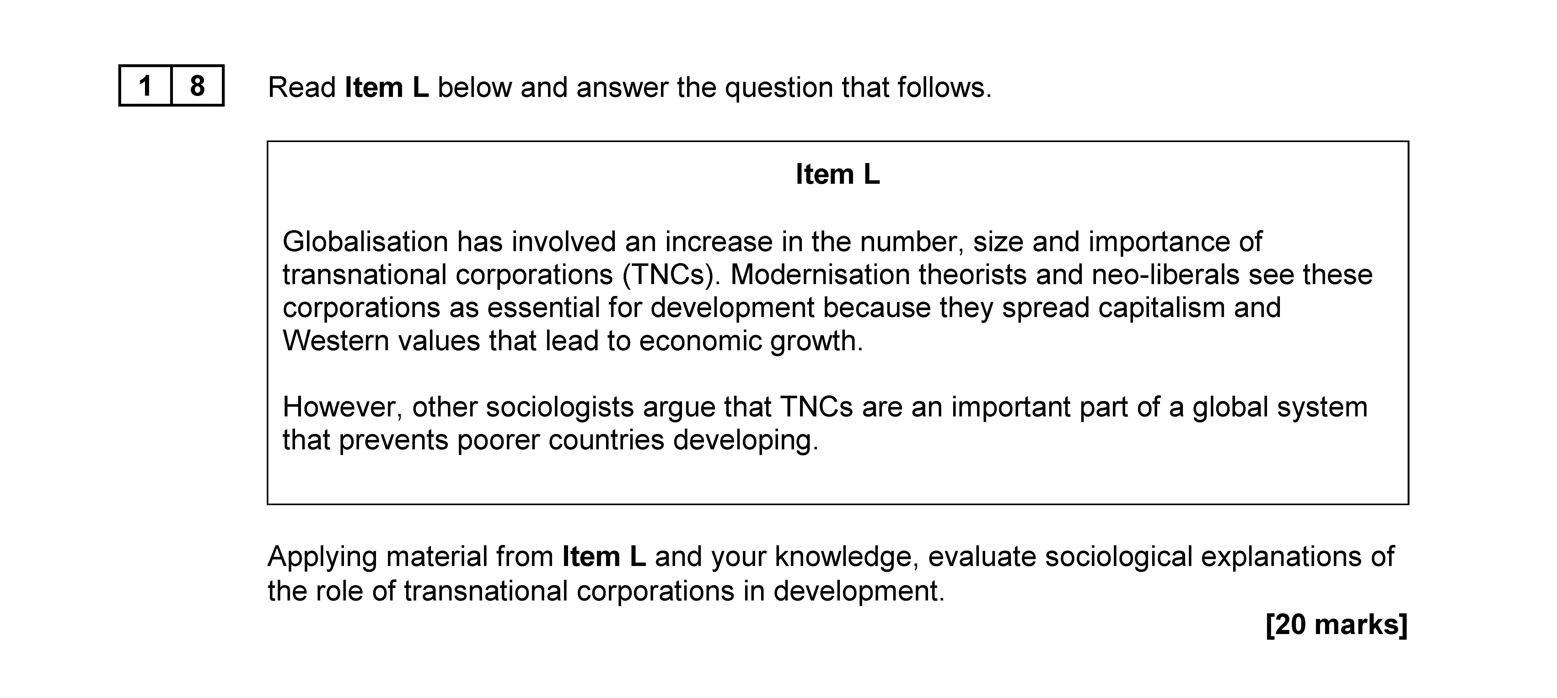 Read-Item-L-below-and-answer-the-question-that-follows-AQA-A-Level Sociology-Question 18-2019-Paper 2.png
