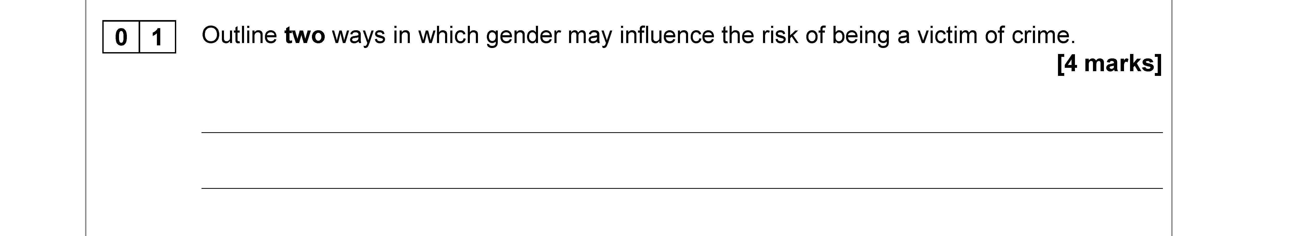 Outline-two-ways-in-which-gender-may-influence-the-risk-of-being-a-victim-of-crime.---AQA-A-Level Sociology-Question 1-2018-Paper 3.png
