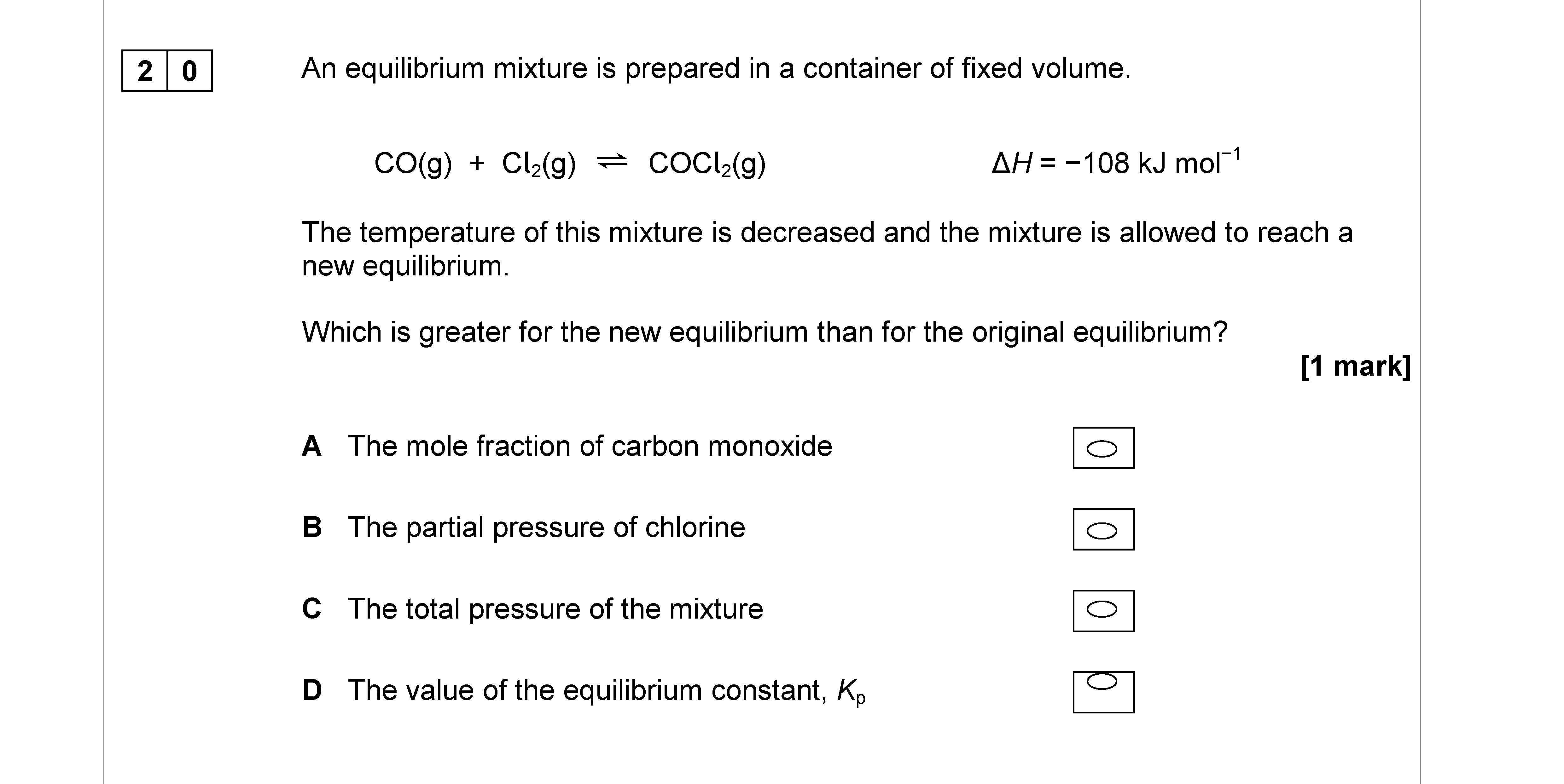 An-equilibrium-mixture-is-prepared-in-a-container-of-fixed-volume-AQA-A-Level Chemistry-Question 20-2017-Paper 3.png