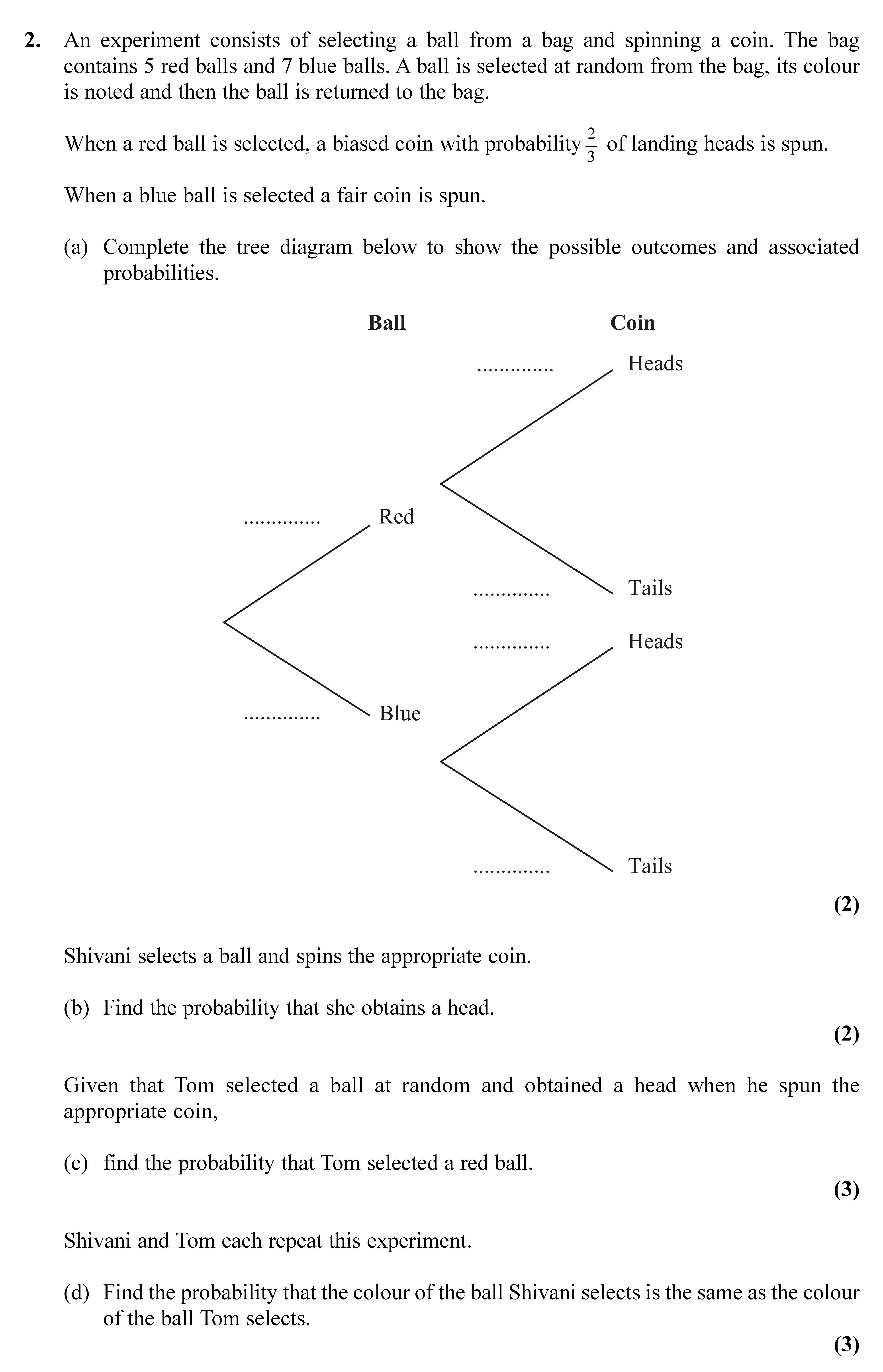 An-experiment-consists-of-selecting-a-ball-from-a-bag-and-spinning-a-coin-Edexcel-A-Level Maths Statistics-Question 2-2010-Paper 2.png