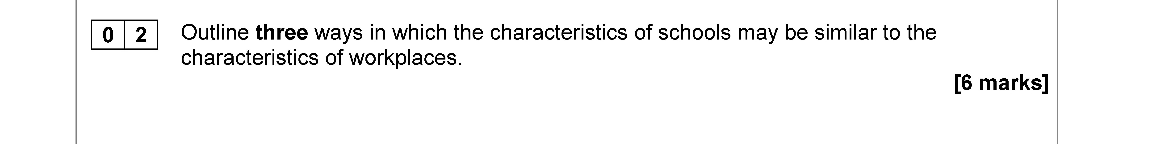 Outline-three-ways-in-which-the-characteristics-of-schools-may-be-similar-to-the-characteristics-of-workplaces.--AQA-A-Level Sociology-Question 2-2019-Paper 1.png