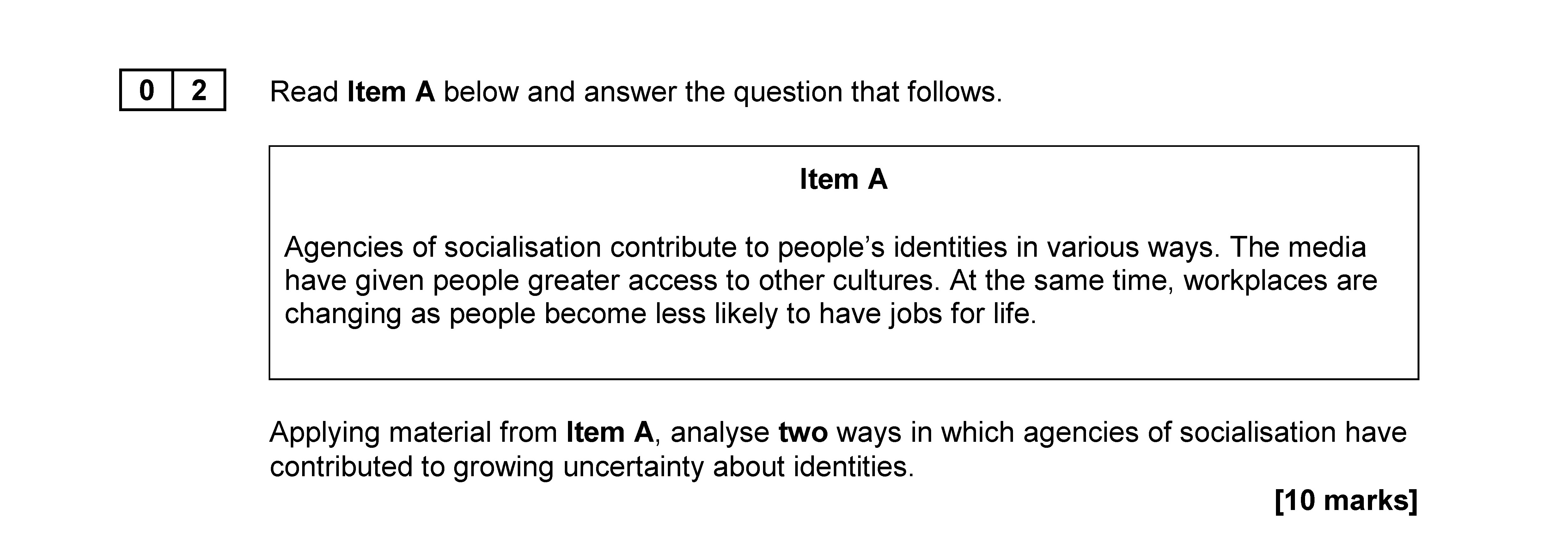 Read-Item-A-below-and-answer-the-question-that-follows-AQA-A-Level Sociology-Question 2-2019-Paper 2.png