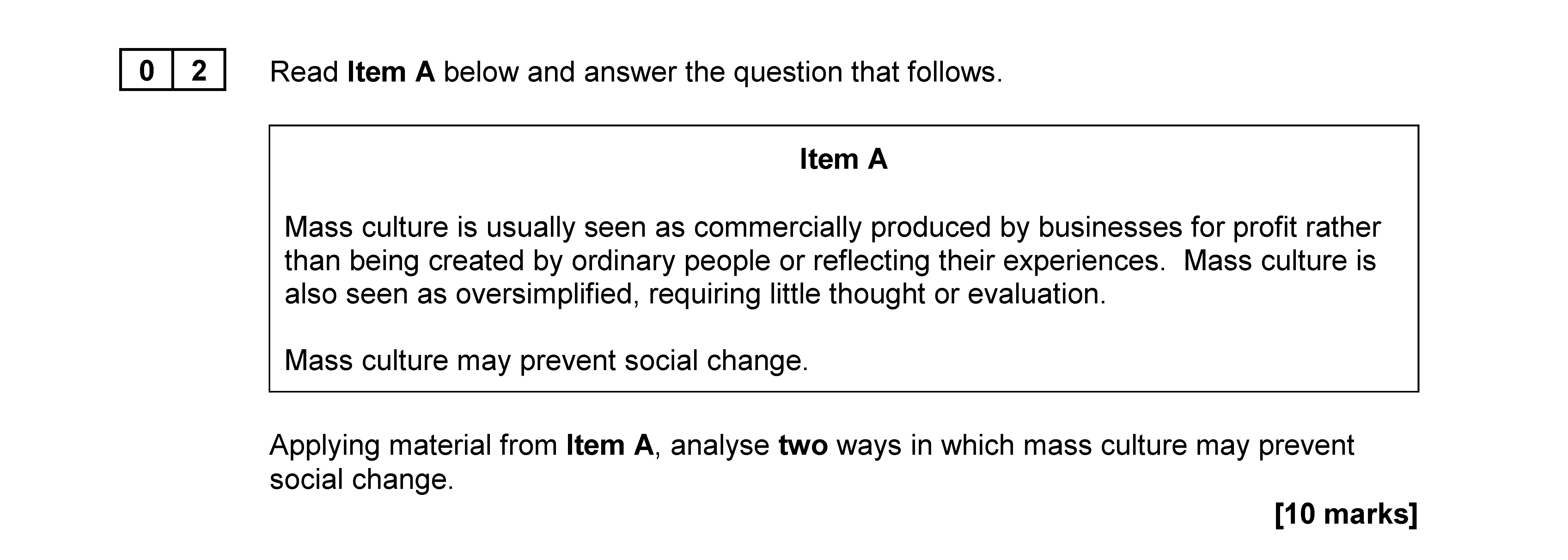 Read-Item-A-below-and-answer-the-question-that-follows-AQA-A-Level Sociology-Question 2-2020-Paper 2.png
