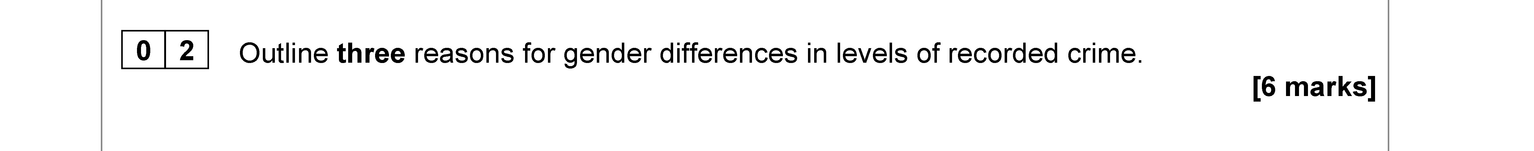 Outline-three-reasons-for-gender-differences-in-levels-of-recorded-crime.---AQA-A-Level Sociology-Question 2-2021-Paper 3.png