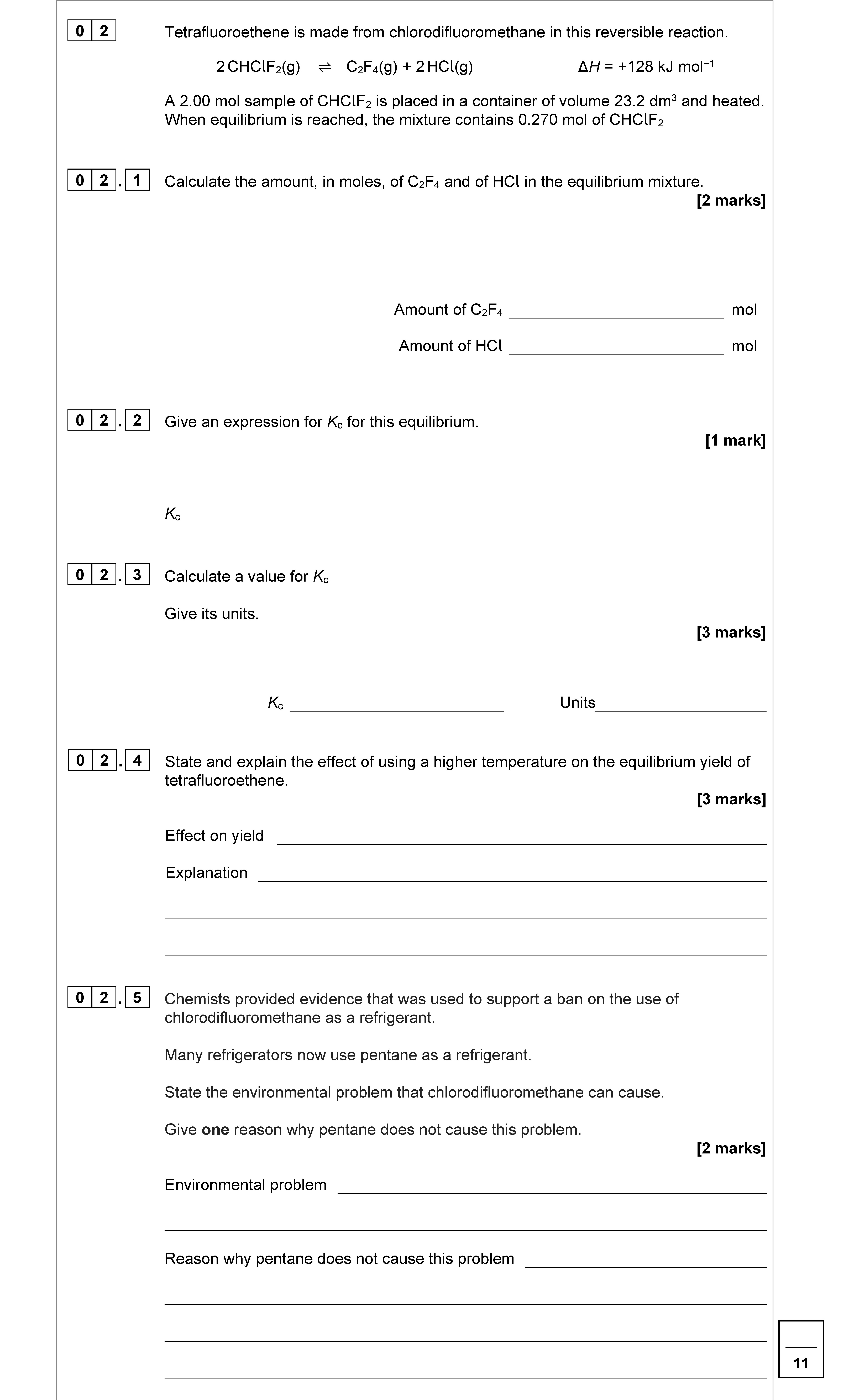 Tetrafluoroethene-is-made-from-chloro-difluoromethane-in-this-reversible-reaction-AQA-A-Level Chemistry-Question 2-2022-Paper 2.png