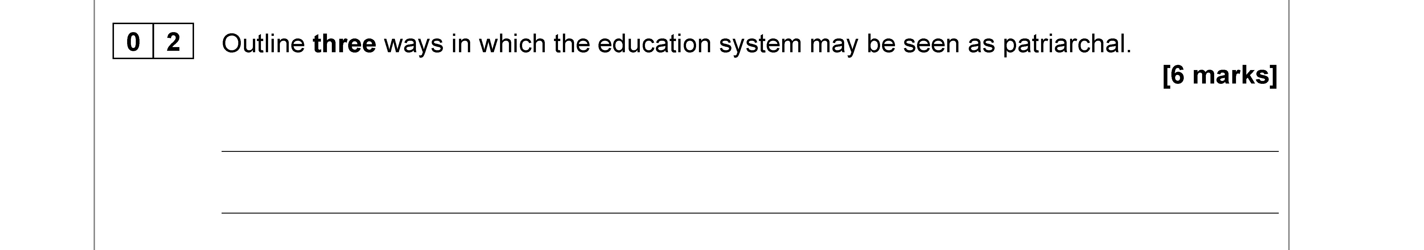 Outline-three-ways-in-which-the-education-system-may-be-seen-as-patriarchal.----AQA-A-Level Sociology-Question 2-2022-Paper 1.png