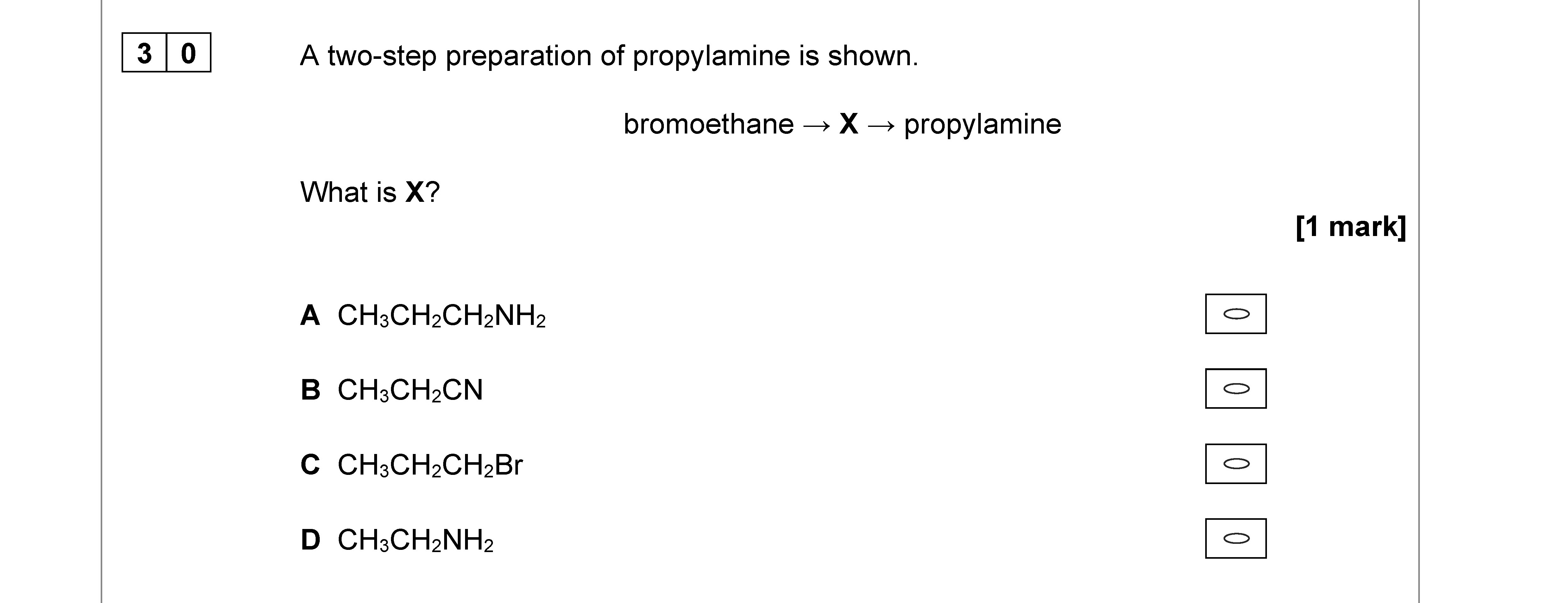 A-two-step-preparation-of-propylamine-is-shown-AQA-A-Level Chemistry-Question 30-2021-Paper 3.png