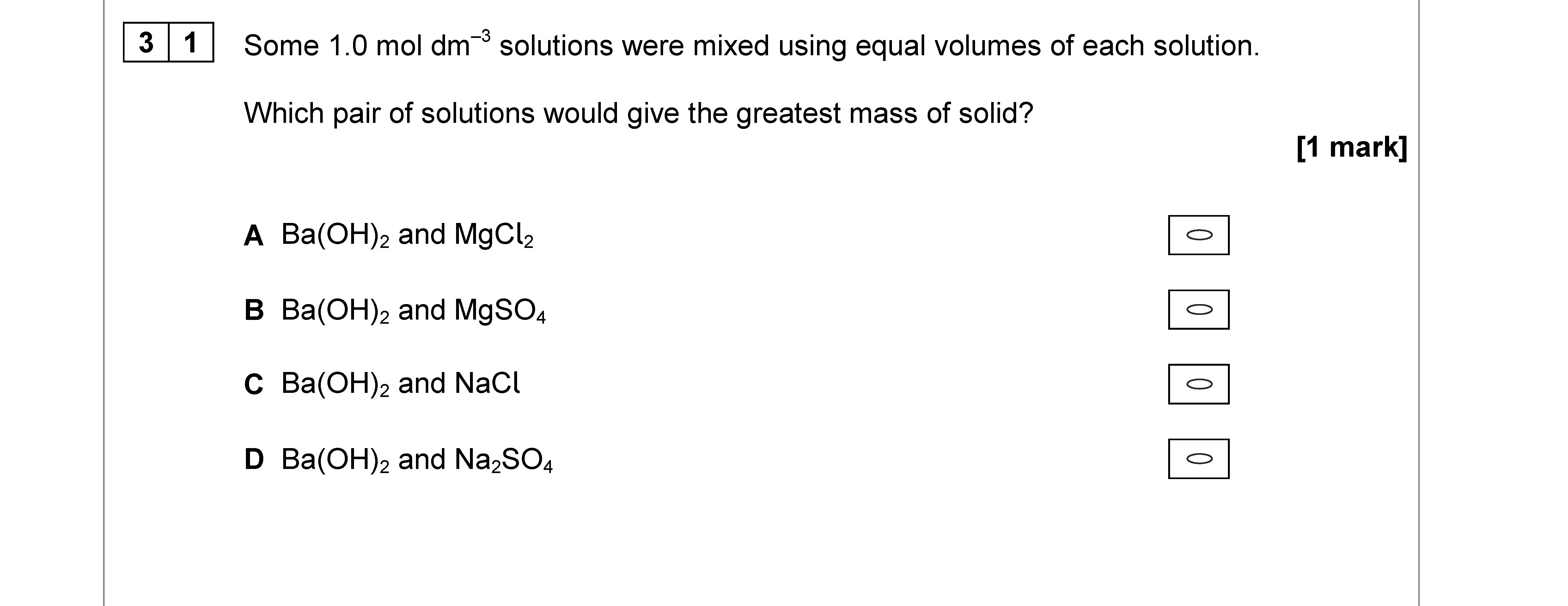 Some-1.0-mol-dm⁻³-solutions-were-mixed-using-equal-volumes-of-each-solution-AQA-A-Level Chemistry-Question 31-2018-Paper 3.png