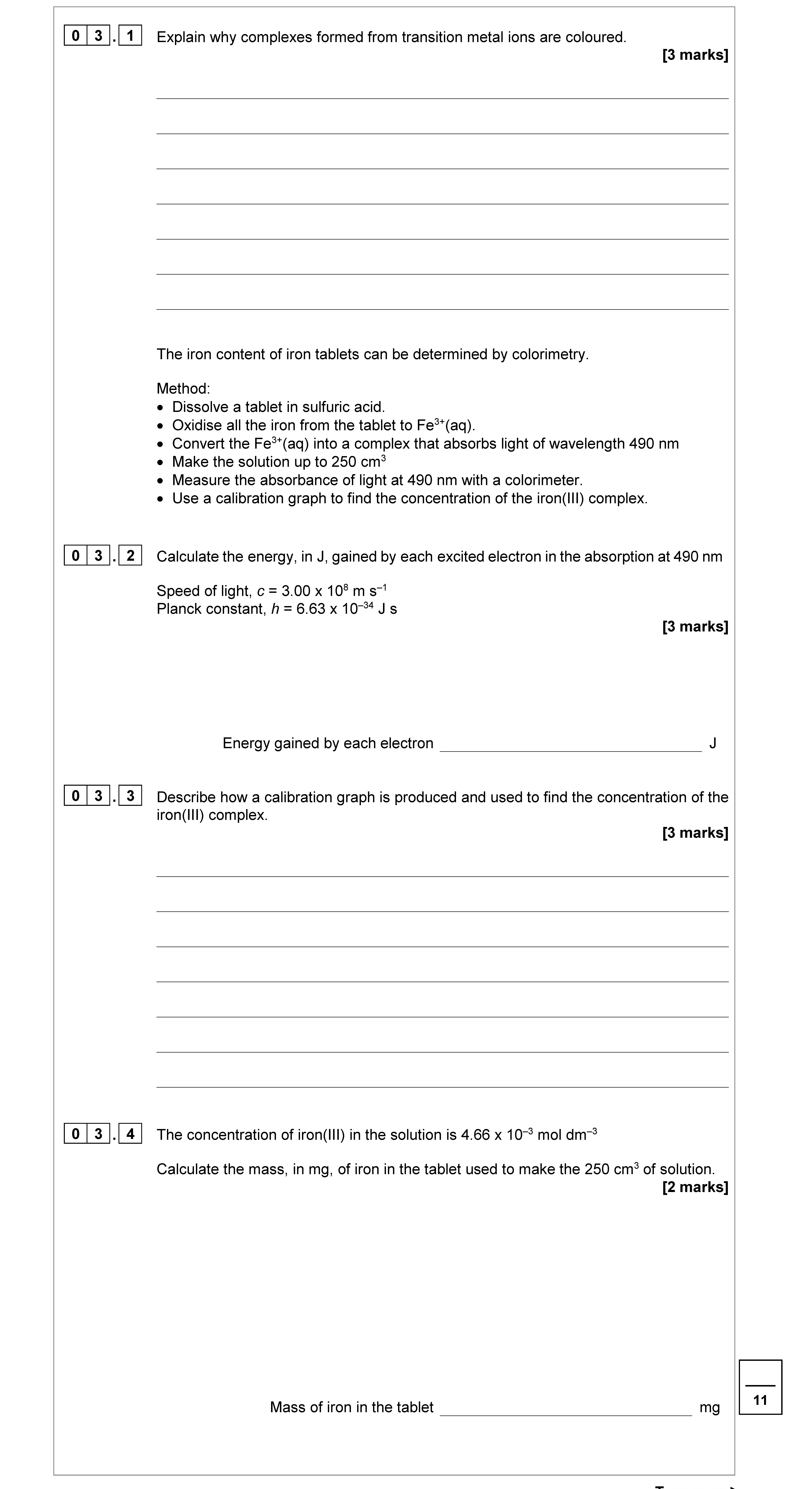 Explain-why-complexes-formed-from-transition-metal-ions-are-coloured.---AQA-A-Level Chemistry-Question 3-2020-Paper 3.png