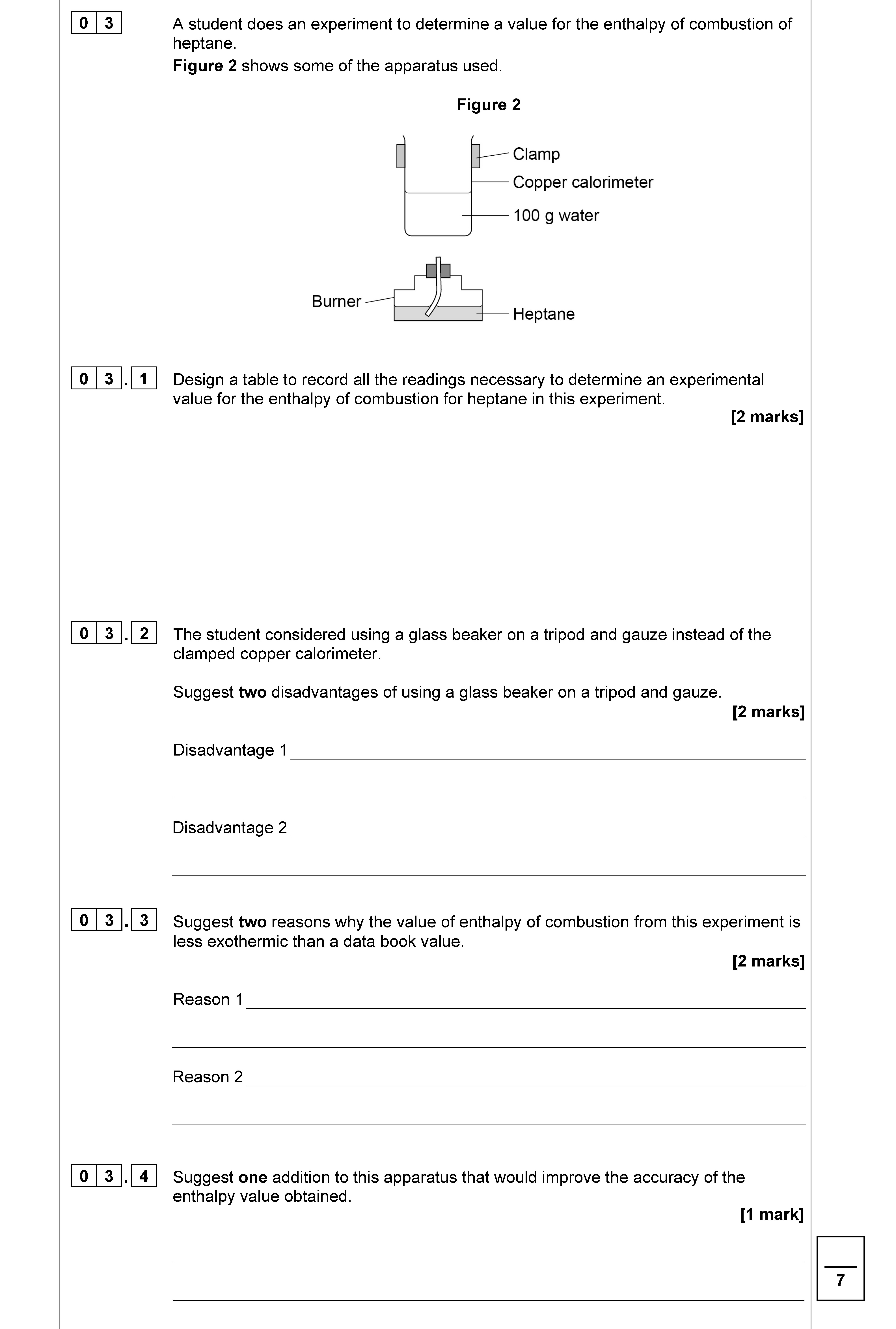 A-student-does-an-experiment-to-determine-a-value-for-the-enthalpy-of-combustion-of-heptane-AQA-A-Level Chemistry-Question 3-2021-Paper 2.png