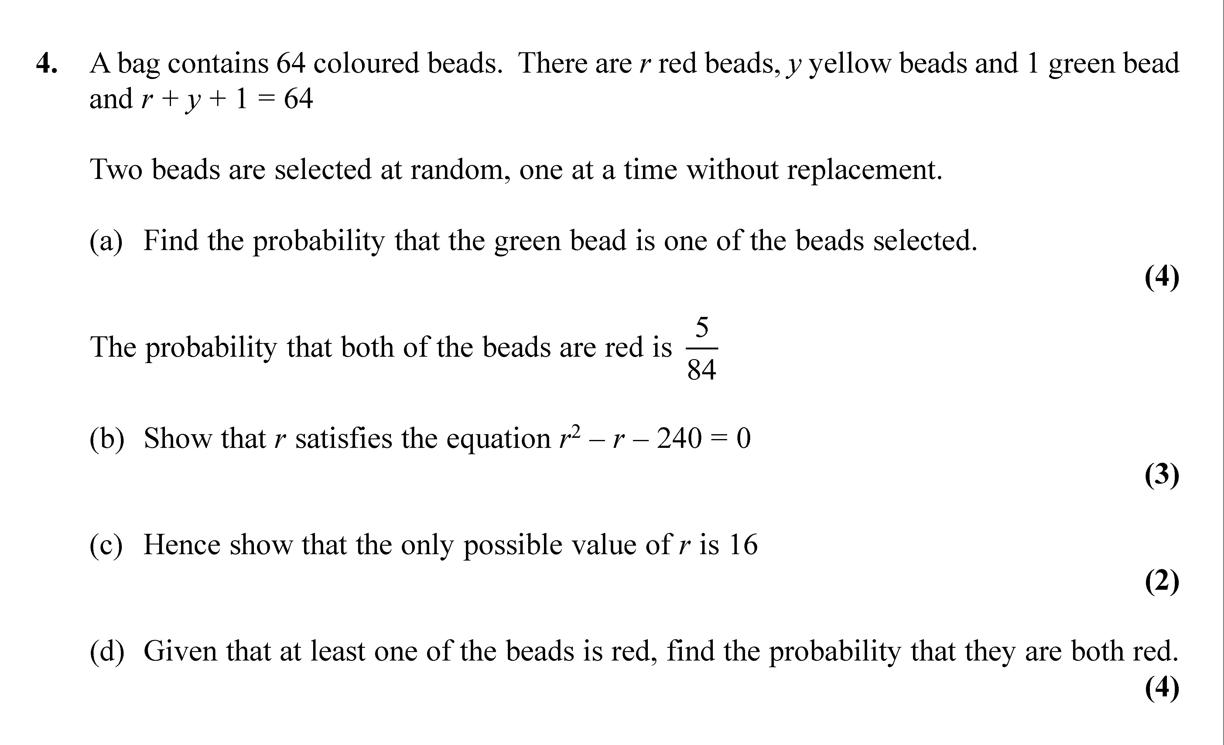 A-bag-contains-64-coloured-beads-Edexcel-A-Level Maths Statistics-Question 4-2018-Paper 1.png