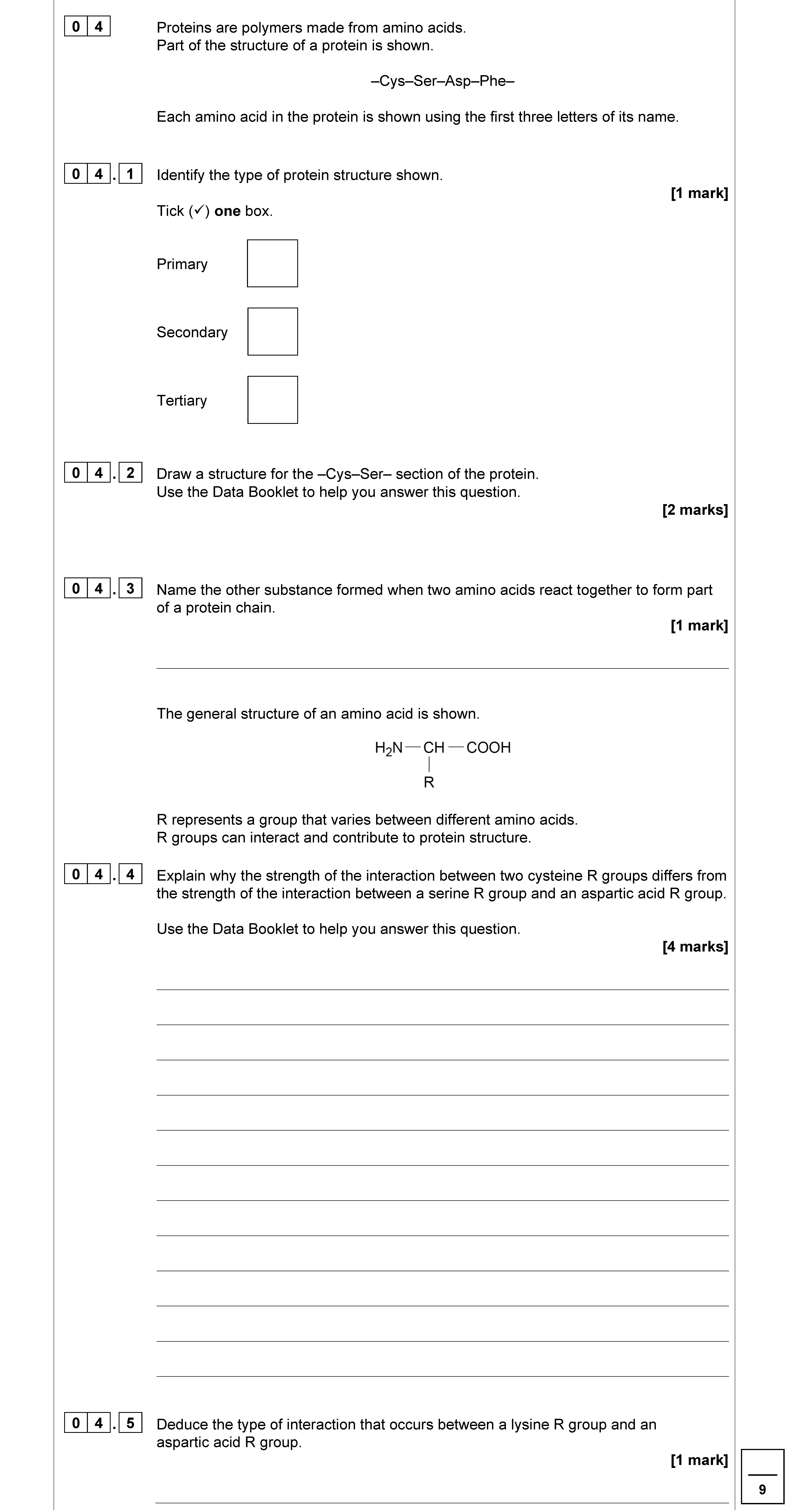Proteins-are-polymers-made-from-amino-acids-AQA-A-Level Chemistry-Question 4-2022-Paper 2.png