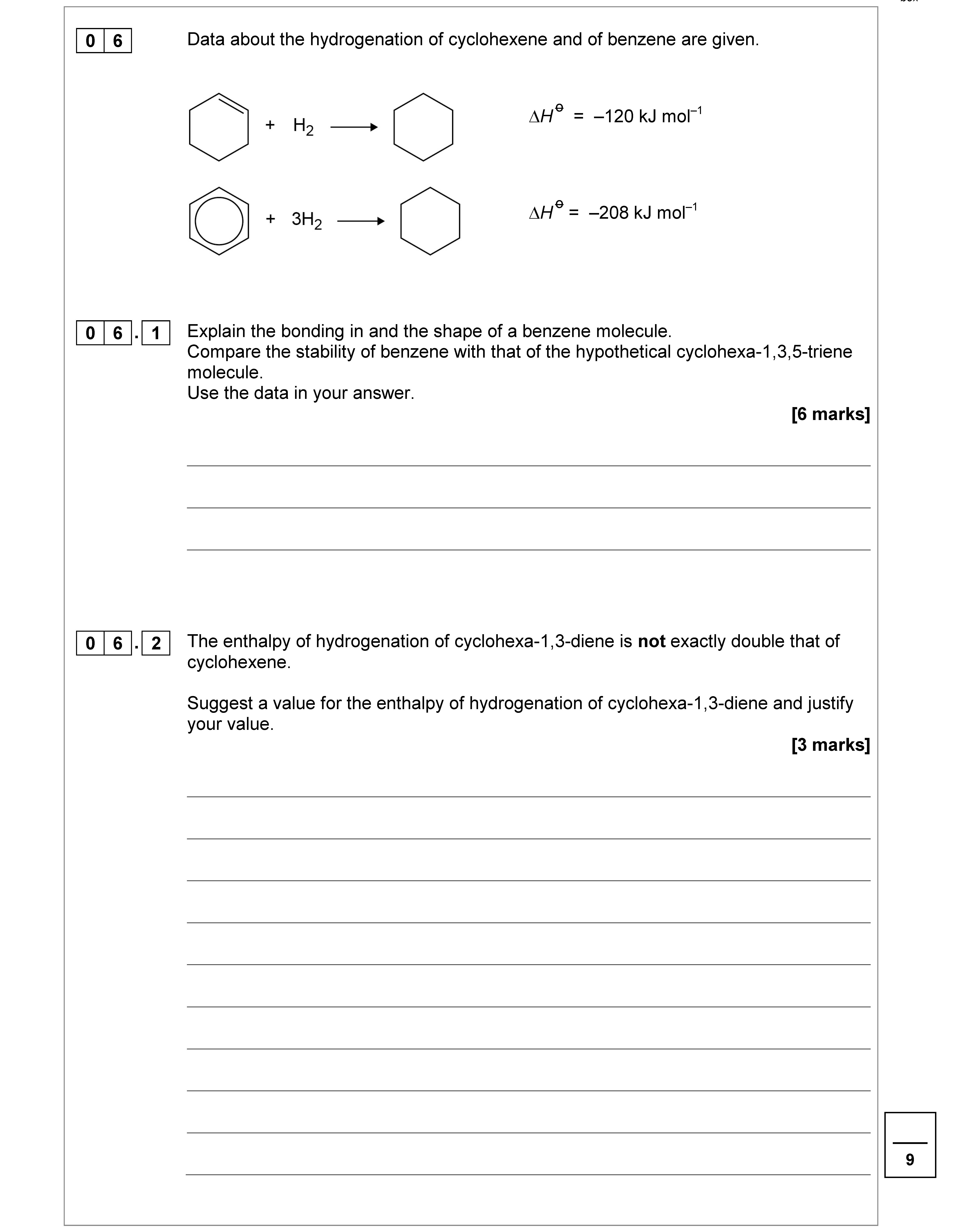 Data-about-the-hydrogenation-of-cyclohexene-and-of-benzene-are-given-AQA-A-Level Chemistry-Question 6-2018-Paper 2.png