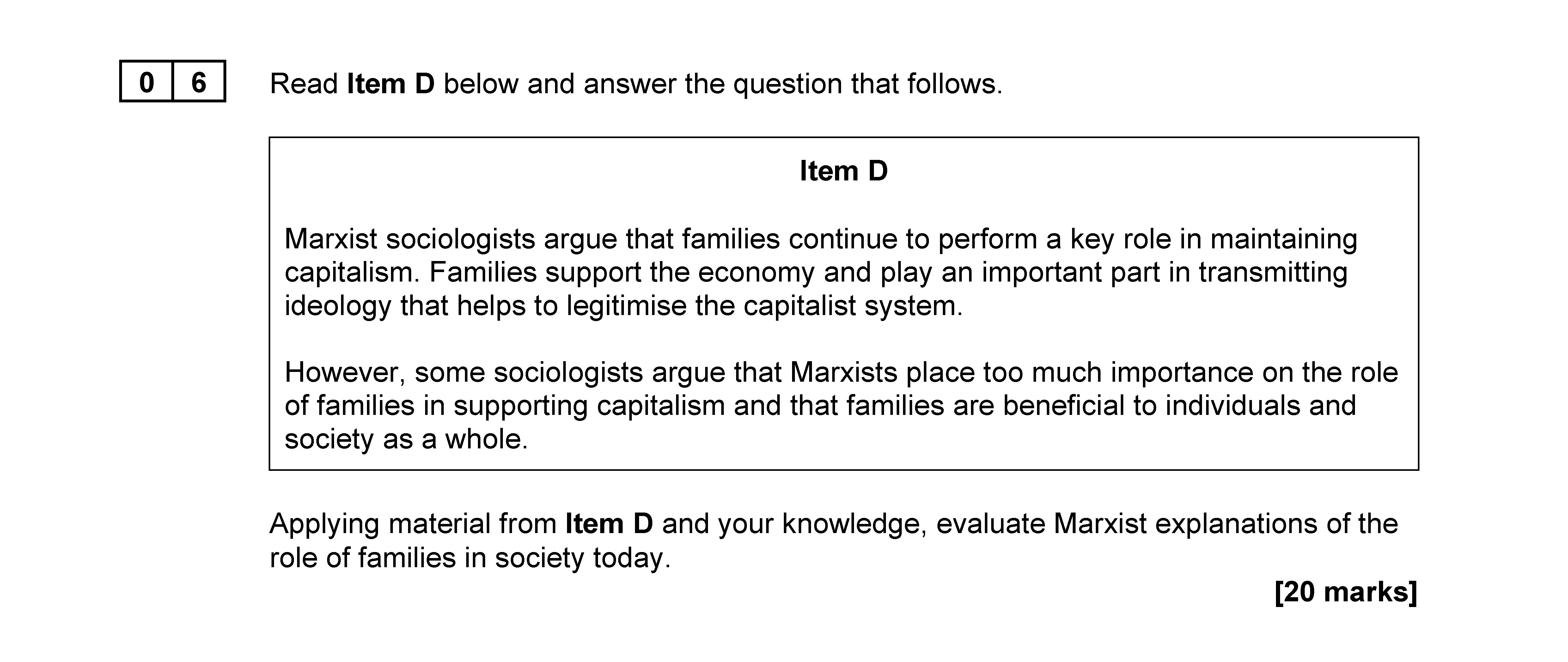 Read-Item-D-below-and-answer-the-question-that-follows-AQA-A-Level Sociology-Question 6-2022-Paper 2.png