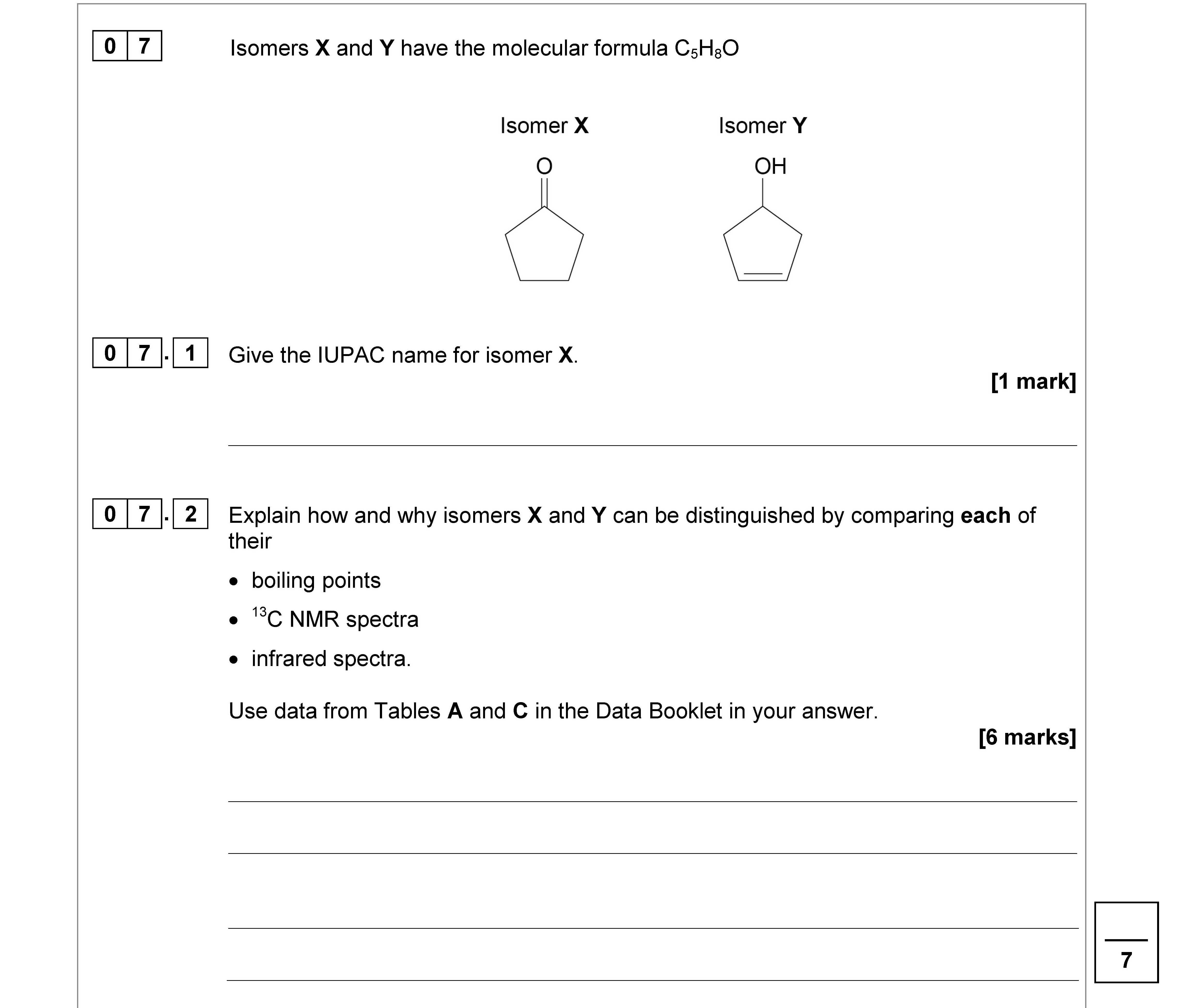 Isomers-X-and-Y-have-the-molecular-formula-C3H8O--Isomer-X-Isomer-Y--07.1-Give-the-IUPAC-name-for-isomer-X-AQA-A-Level Chemistry-Question 7-2019-Paper 2.png