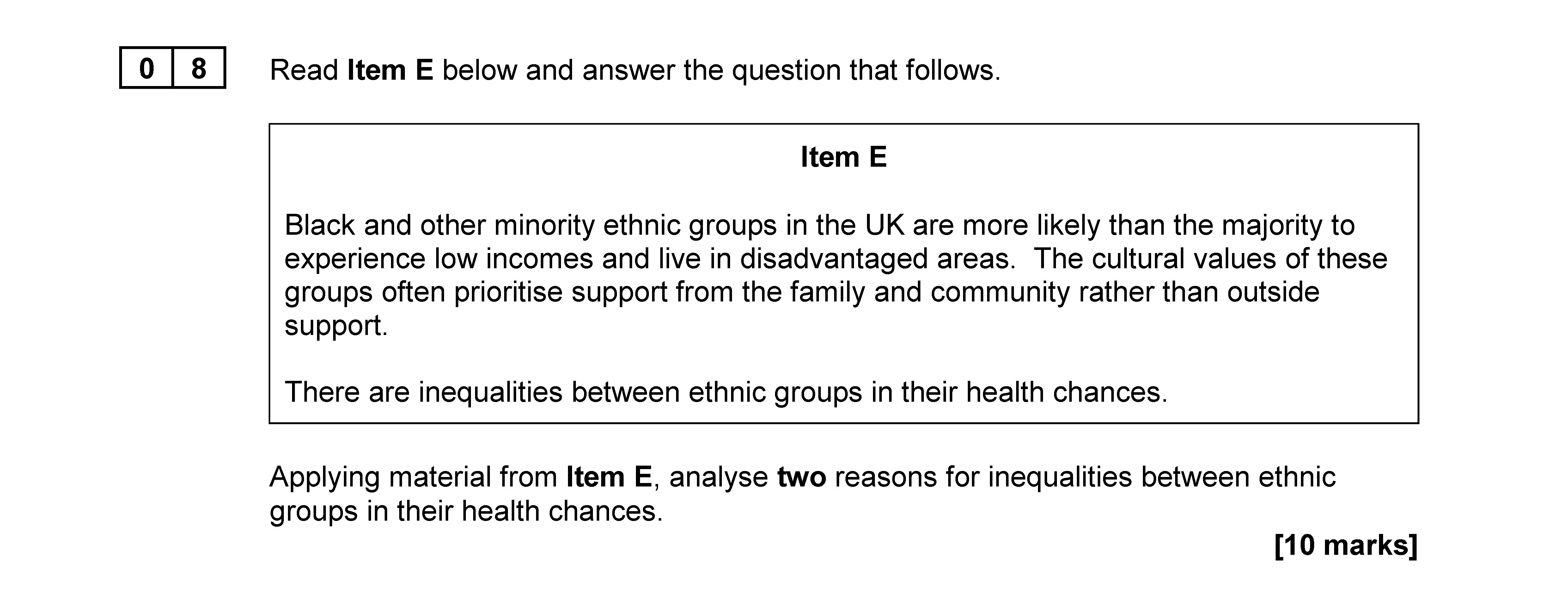 Read-Item-E-below-and-answer-the-question-that-follows-AQA-A-Level Sociology-Question 8-2020-Paper 2.png