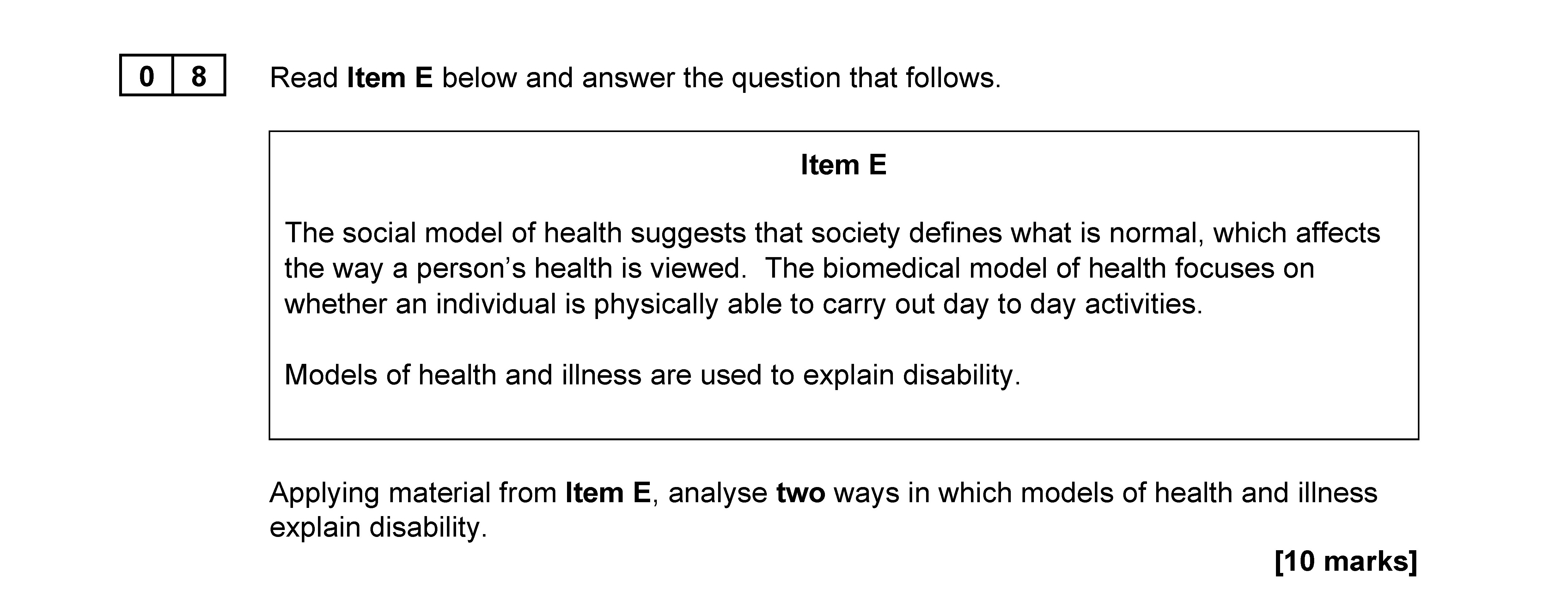 Read-Item-E-below-and-answer-the-question-that-follows-AQA-A-Level Sociology-Question 8-2022-Paper 2.png